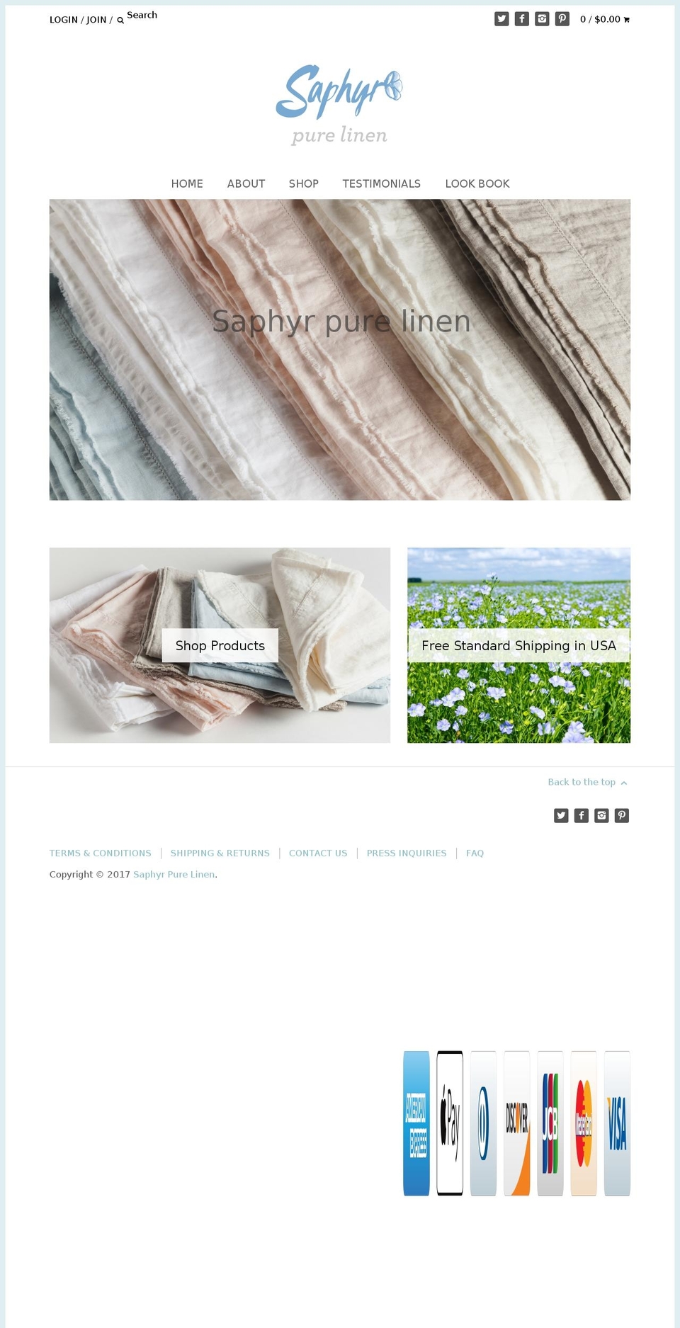 saphyrpurelinen.com shopify website screenshot