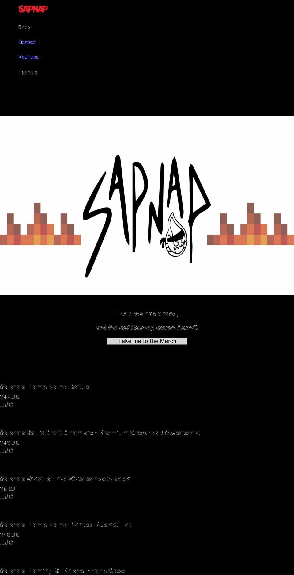 sapnap.shop shopify website screenshot
