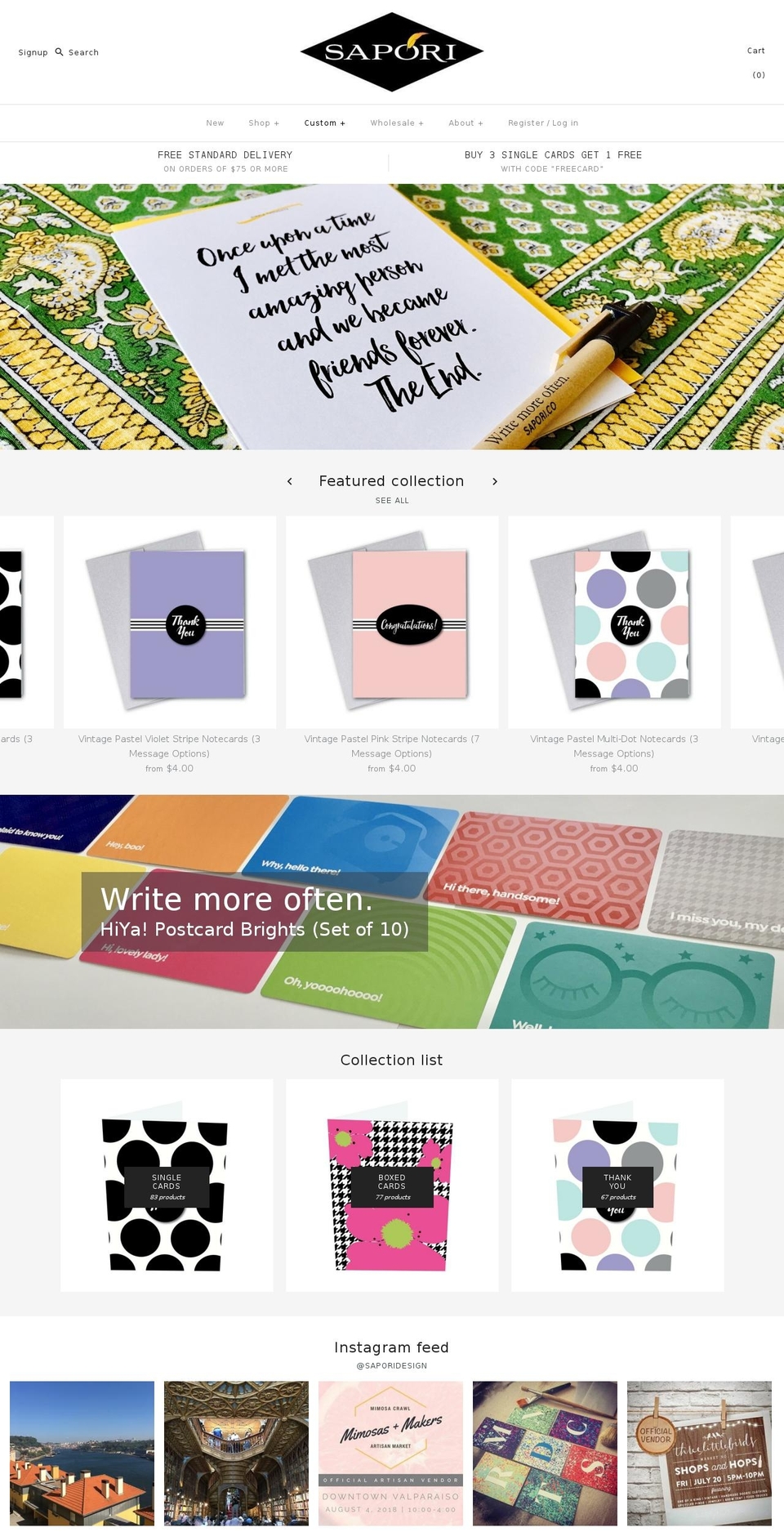 sapori.design shopify website screenshot