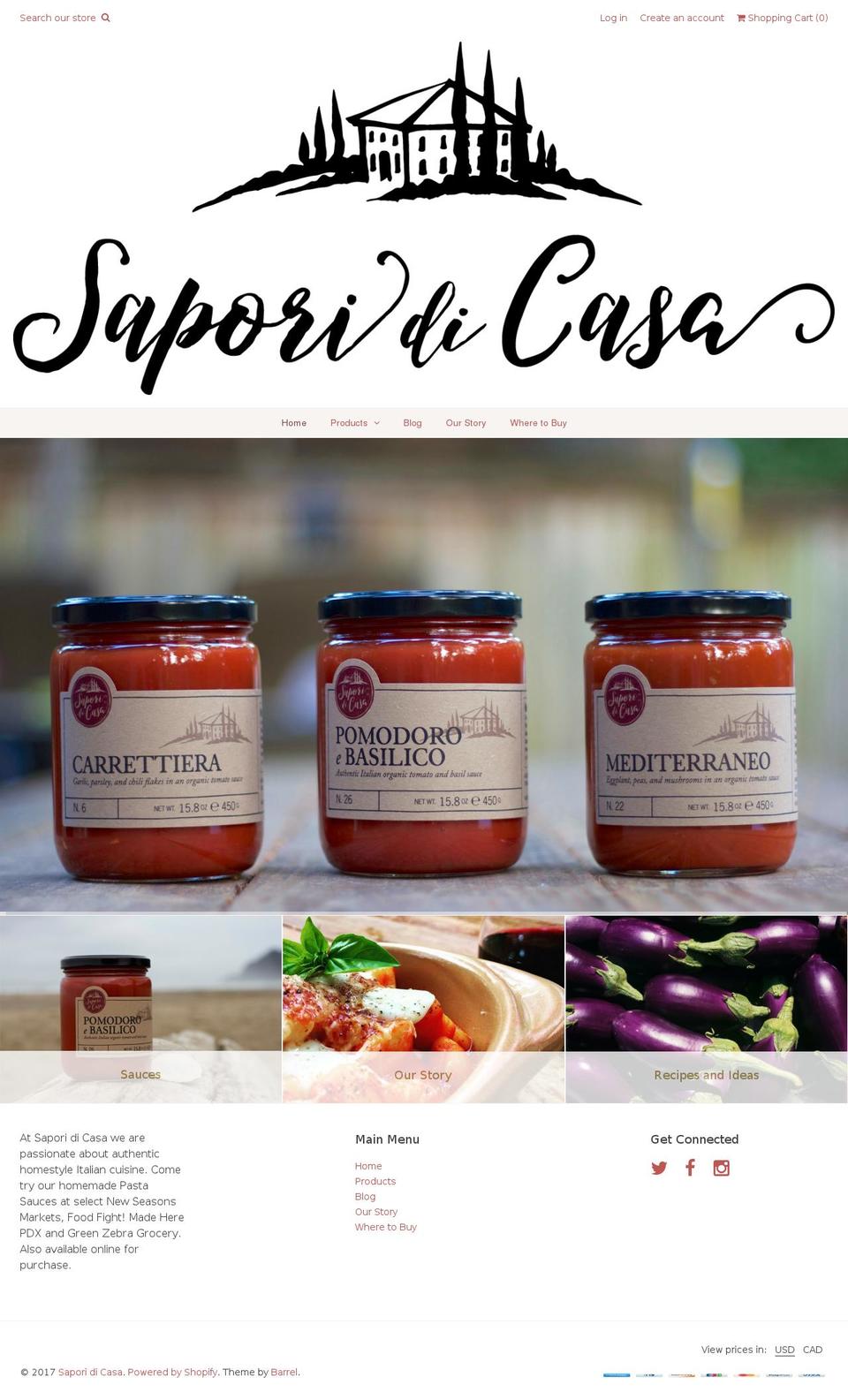 saporipdx.com shopify website screenshot