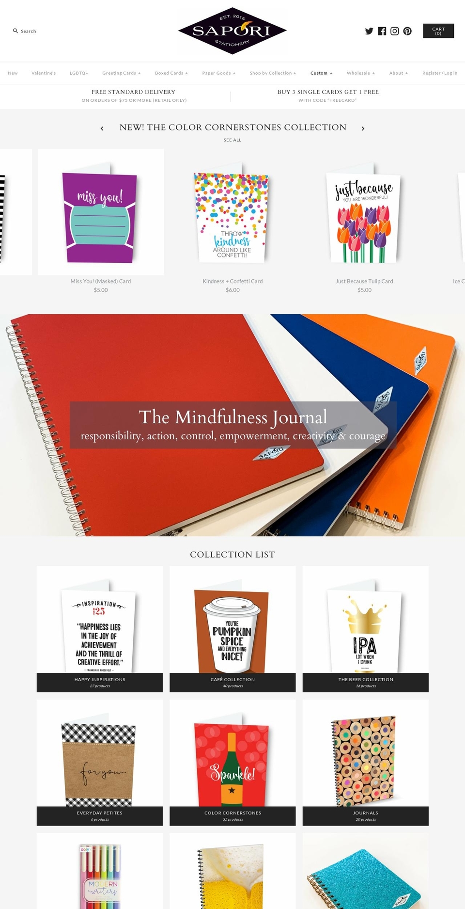 saporistationery.com shopify website screenshot