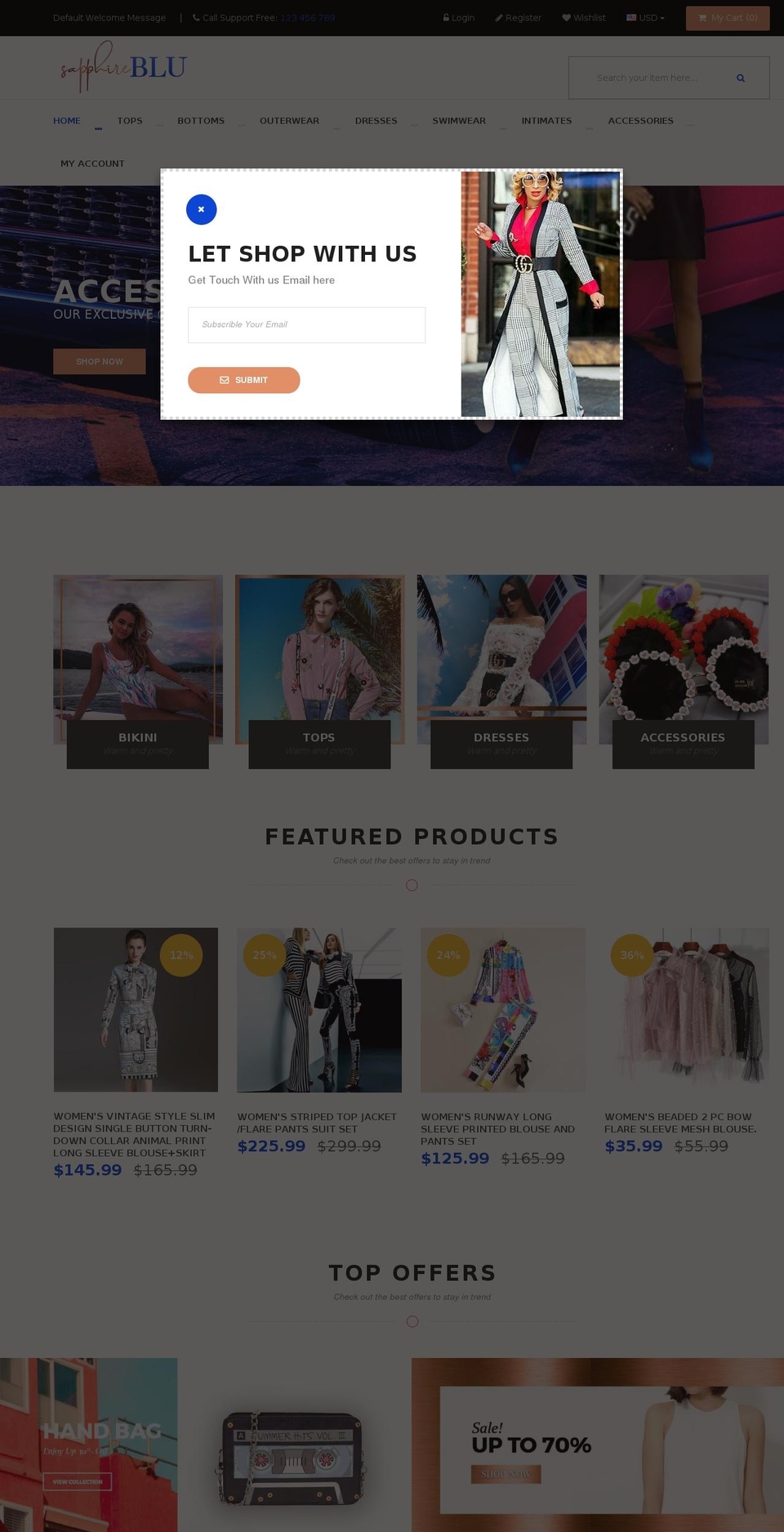 sapphireblu.com — Shopify storefront screenshot