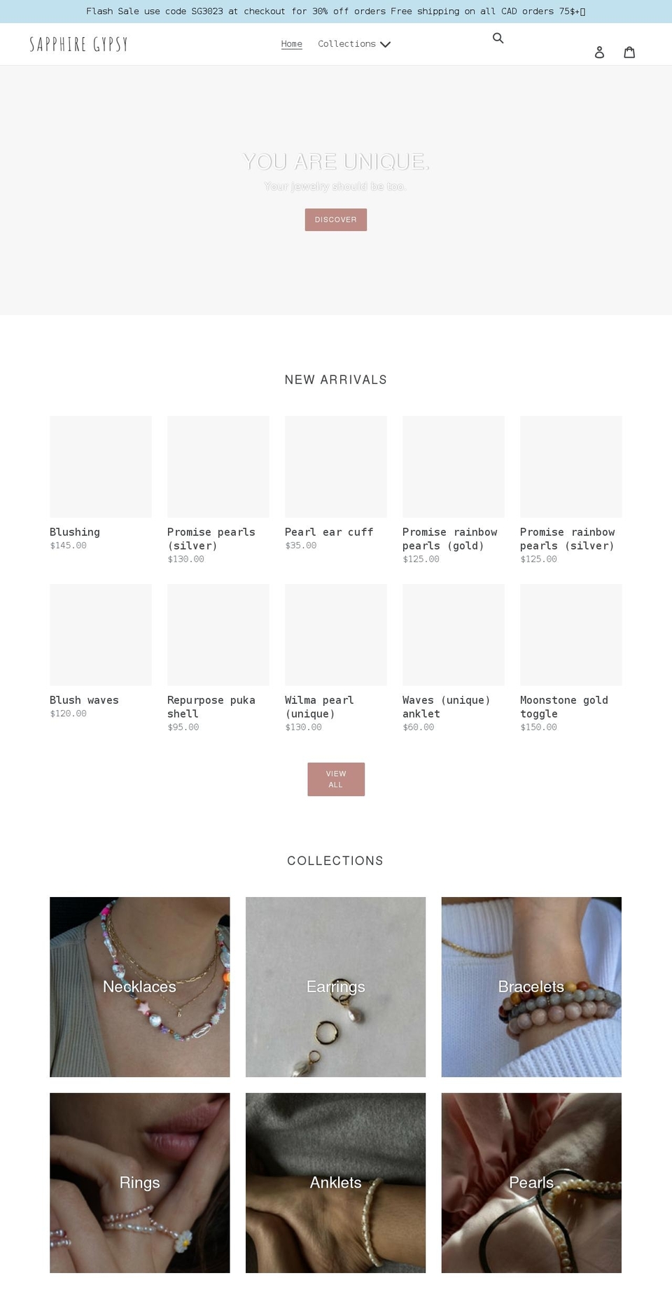 sapphiregypsy.com shopify website screenshot