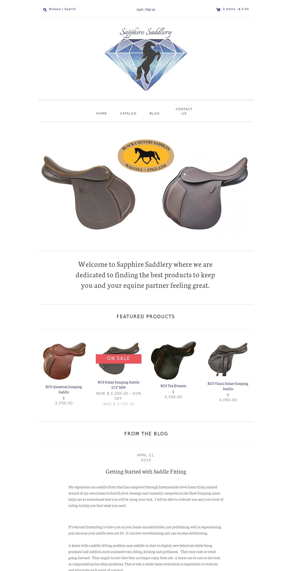 sapphiresaddlery.com shopify website screenshot