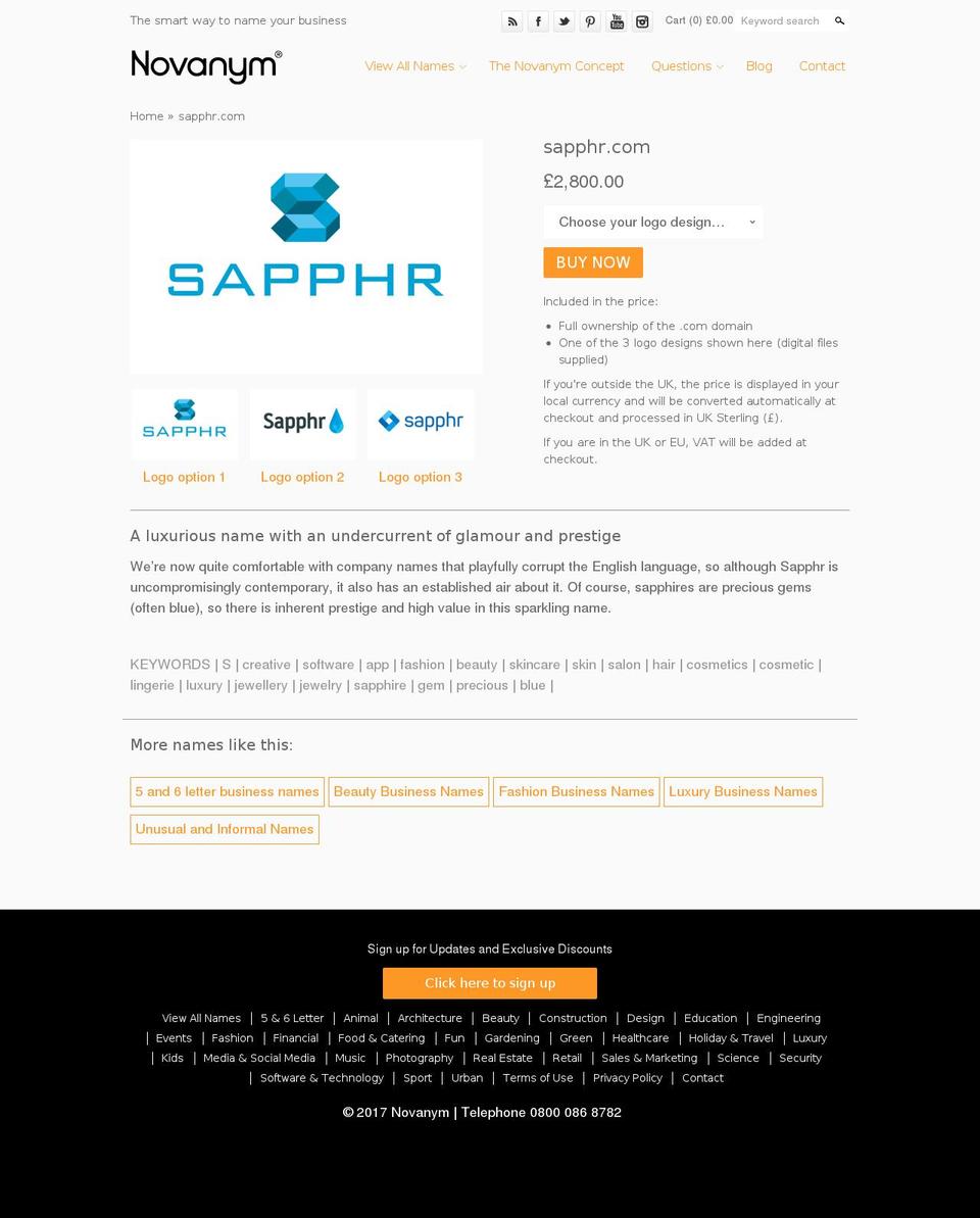 sapphr.com shopify website screenshot