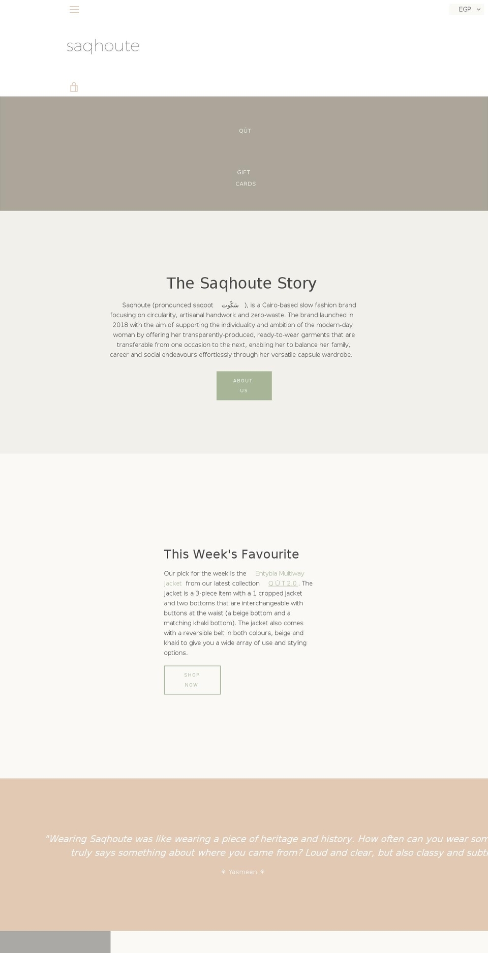 saqhoute.com shopify website screenshot