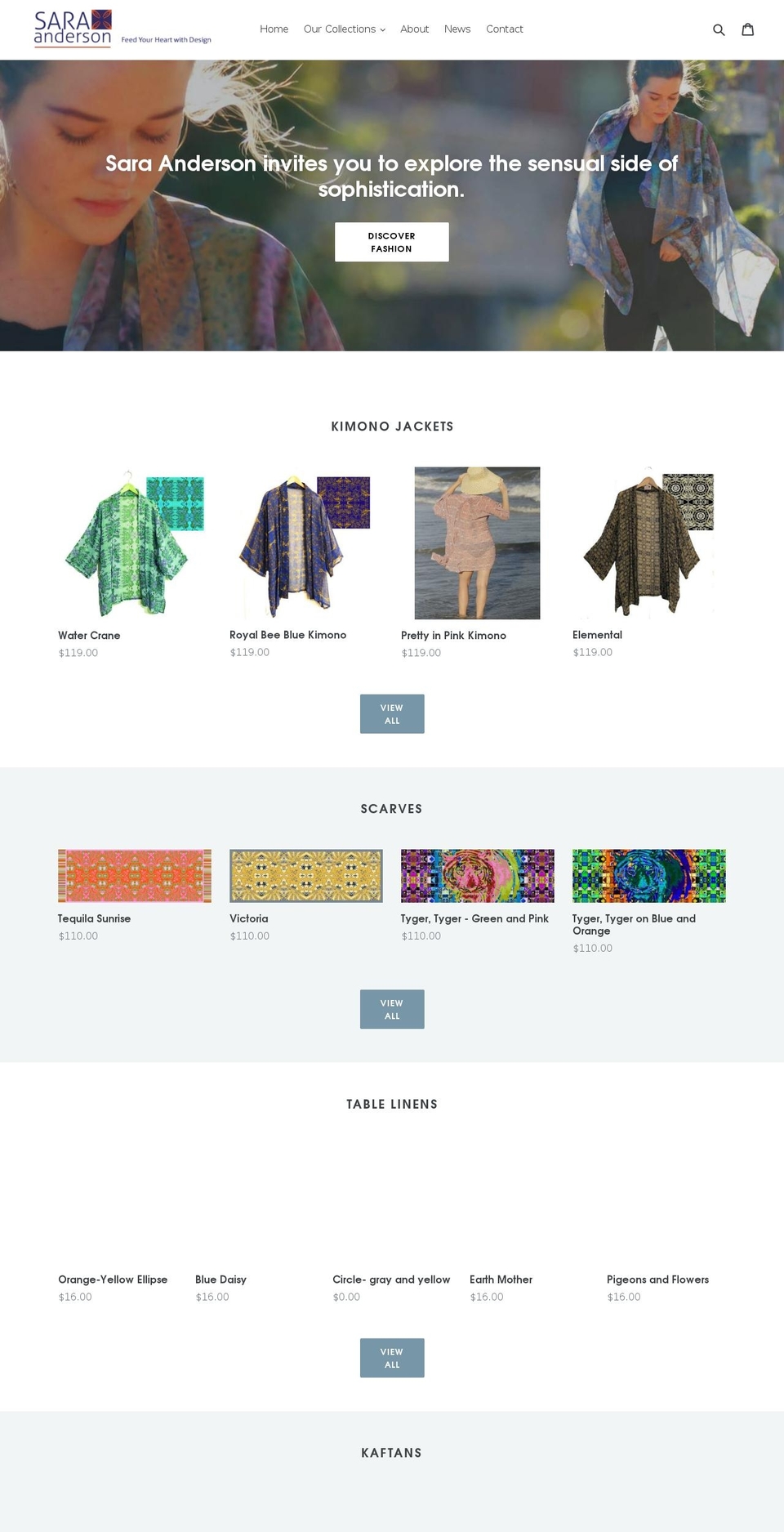 saraanderson.com — Shopify storefront screenshot