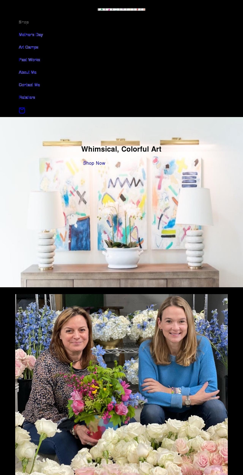 sarabostfisherart.com shopify website screenshot