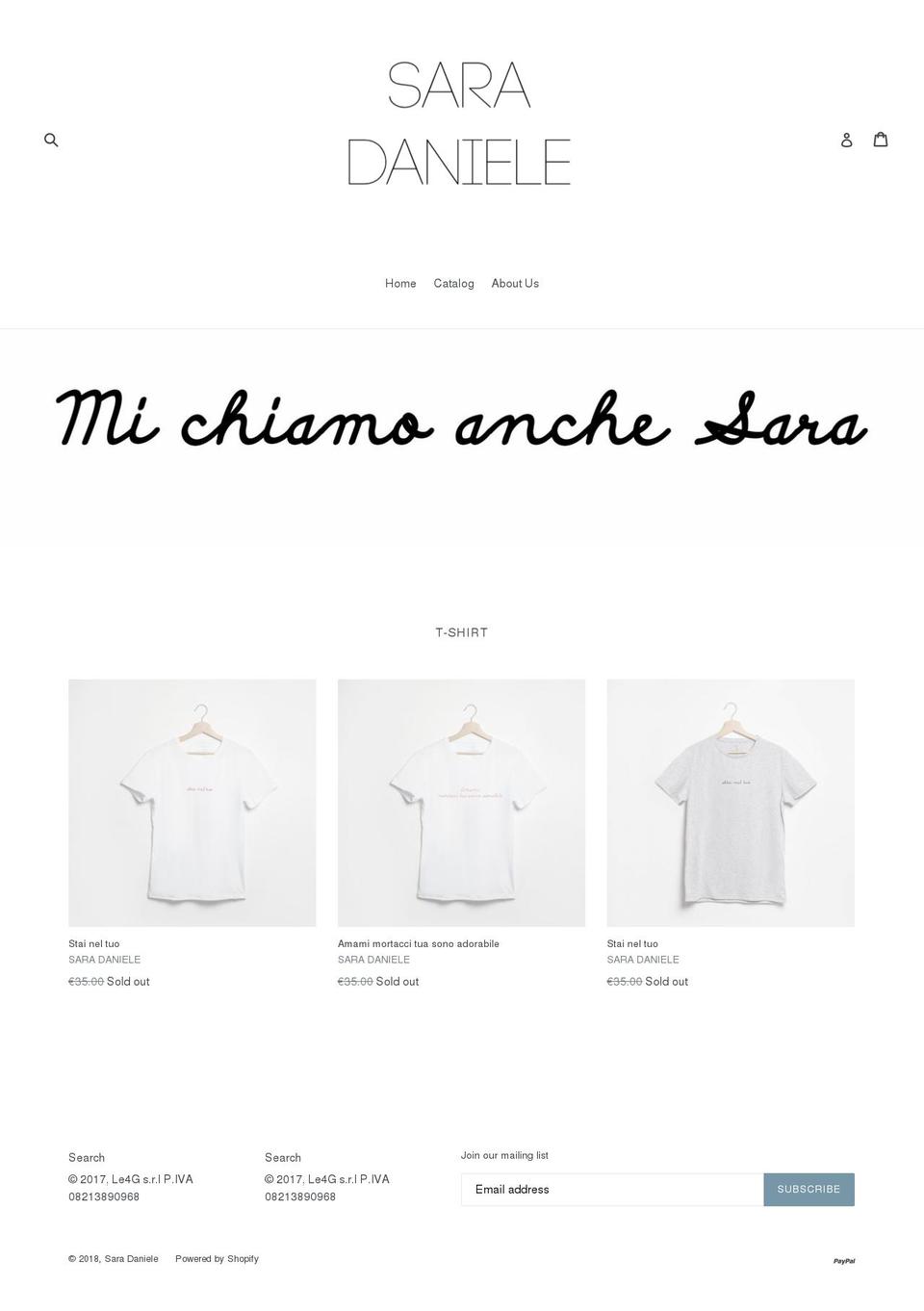 saradaniele.com shopify website screenshot