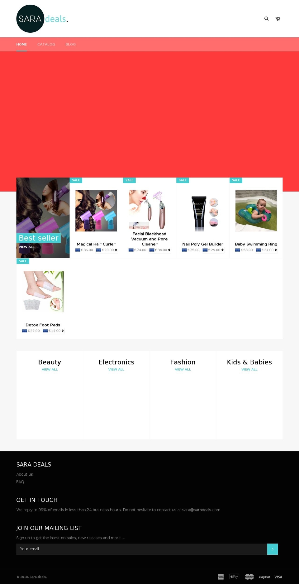 saradeals.com shopify website screenshot
