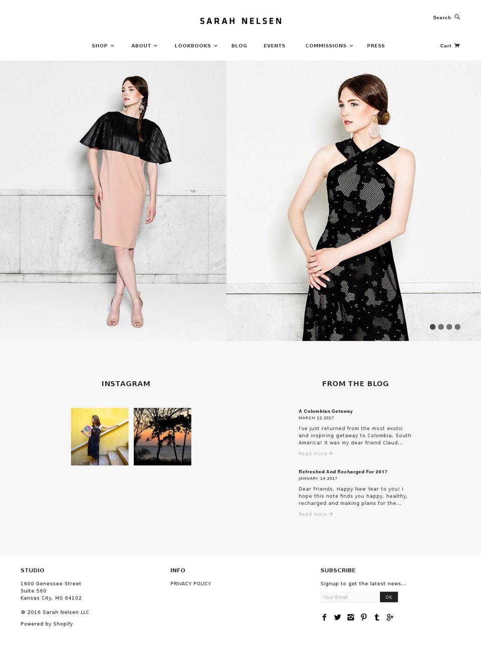 sarah-nelsen.com shopify website screenshot