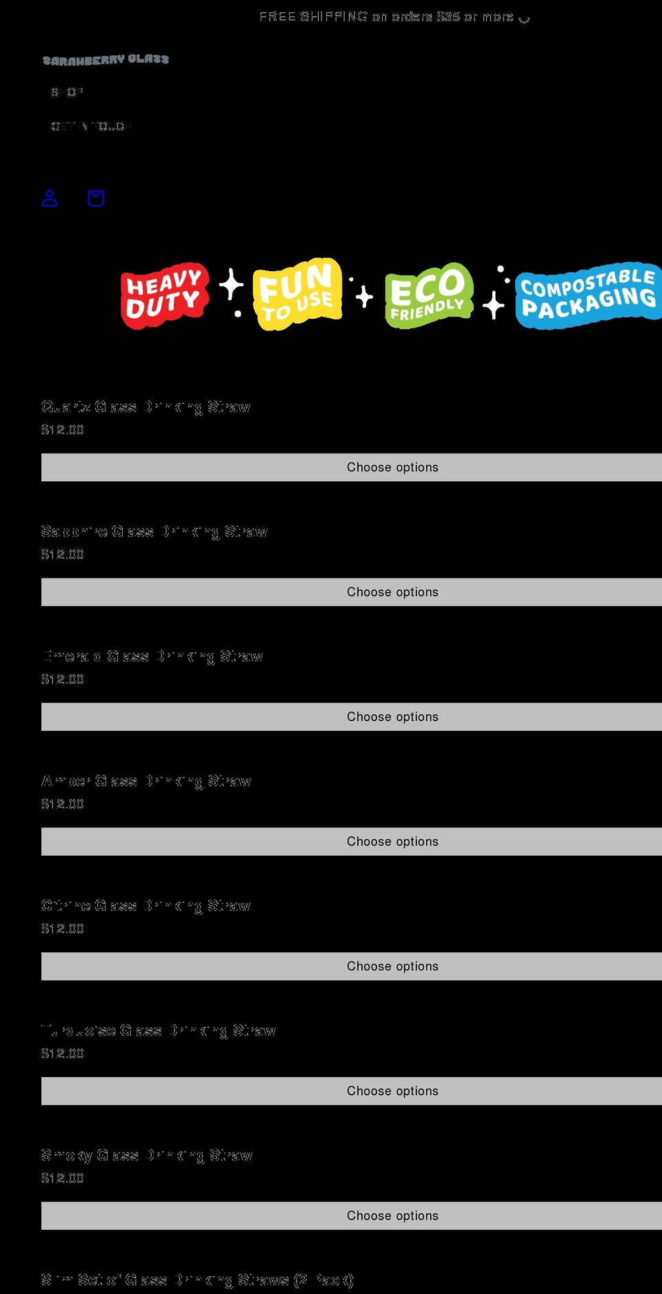 sarahberryglass.com shopify website screenshot