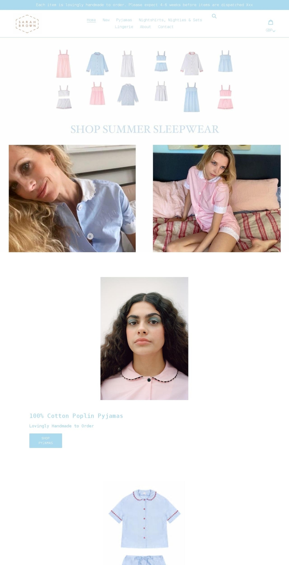 sarahbrownlondon.com shopify website screenshot
