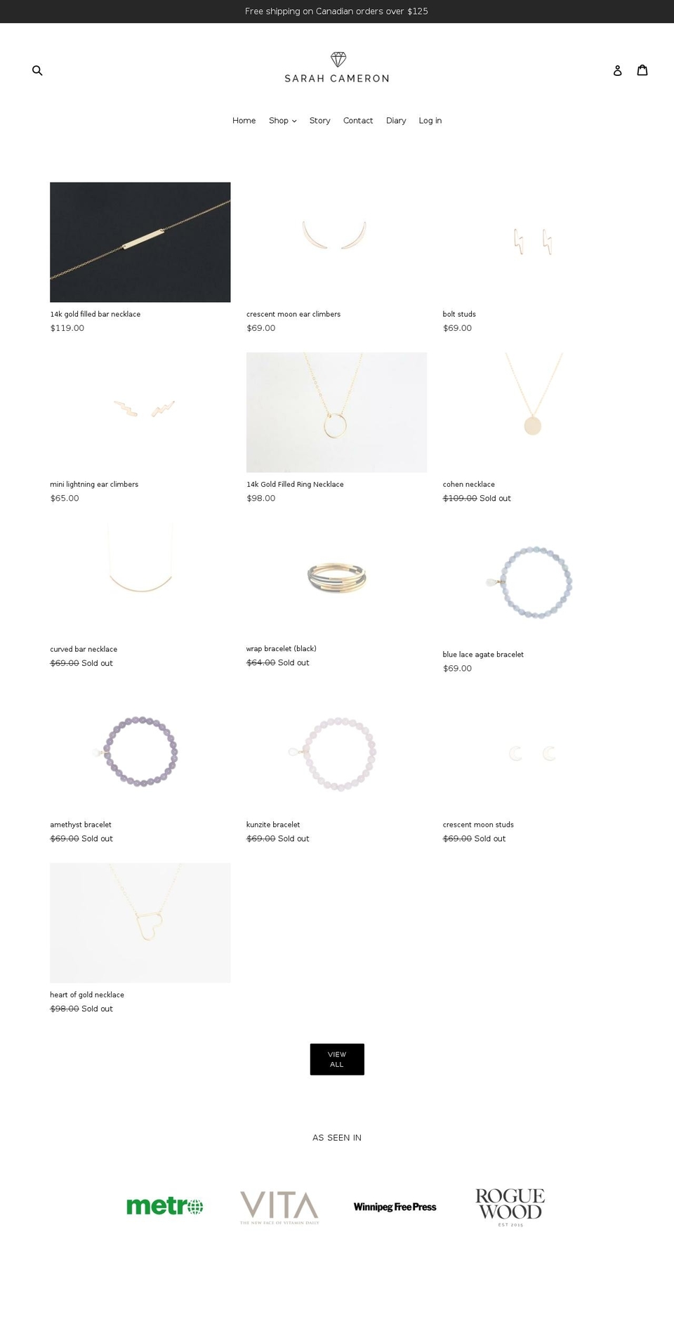 sarahcameronjewelry.com shopify website screenshot