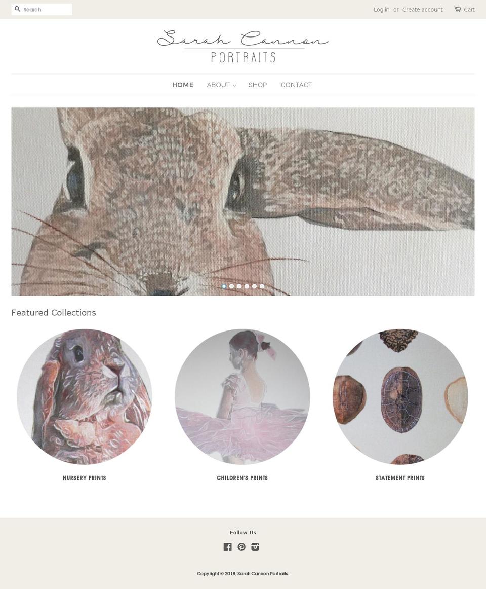 sarahcannonportraits.com shopify website screenshot