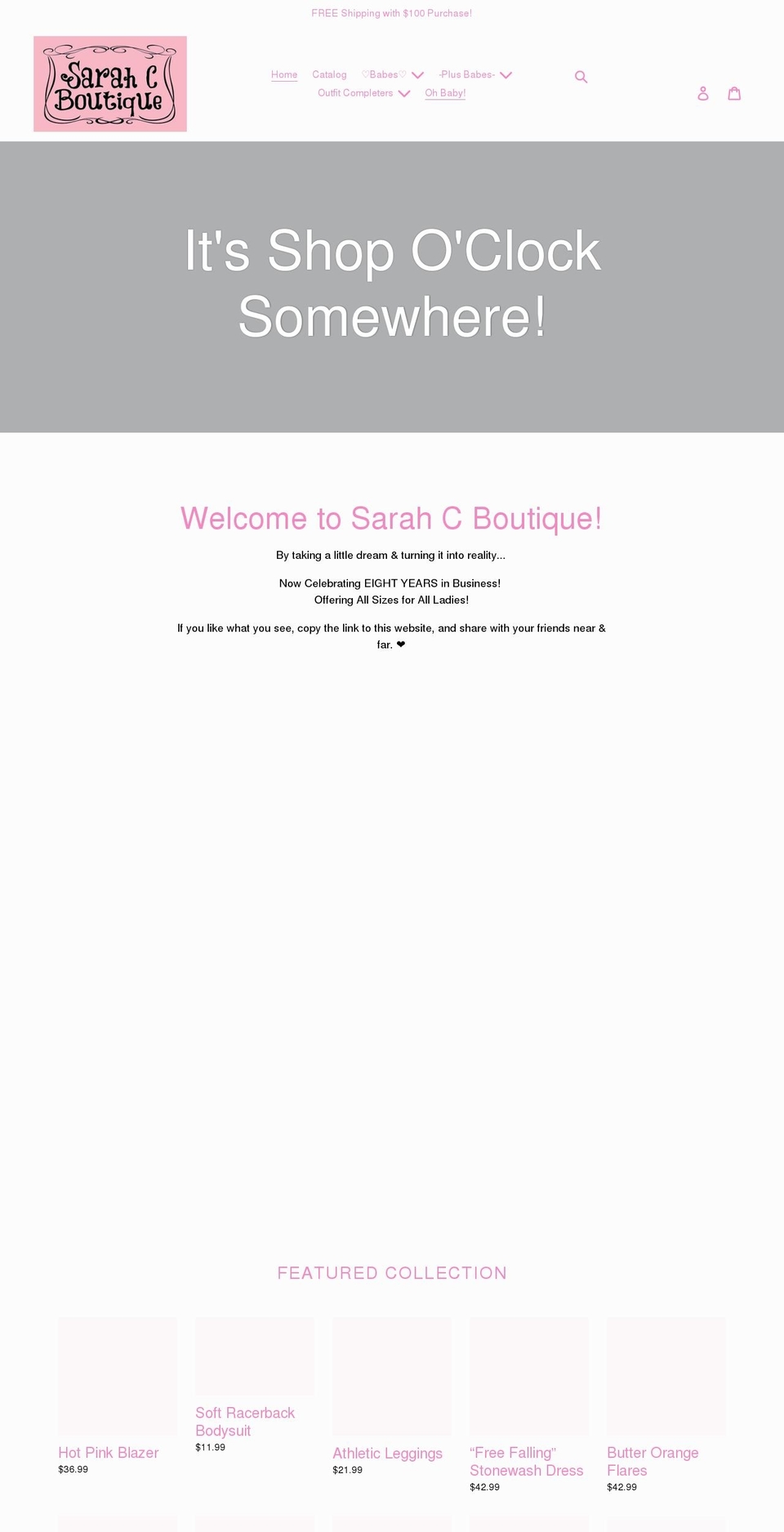 sarahcboutique.com shopify website screenshot