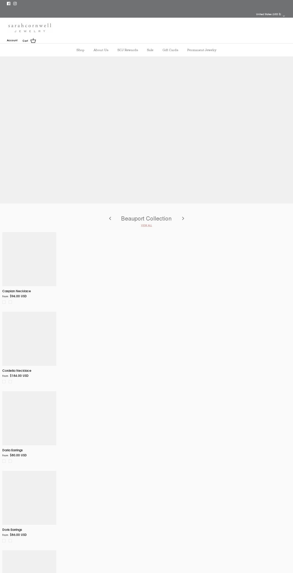 sarahcornwelljewelry.com shopify website screenshot