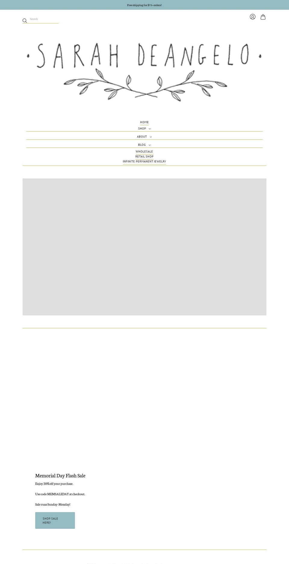 sarahdeangelo.com shopify website screenshot