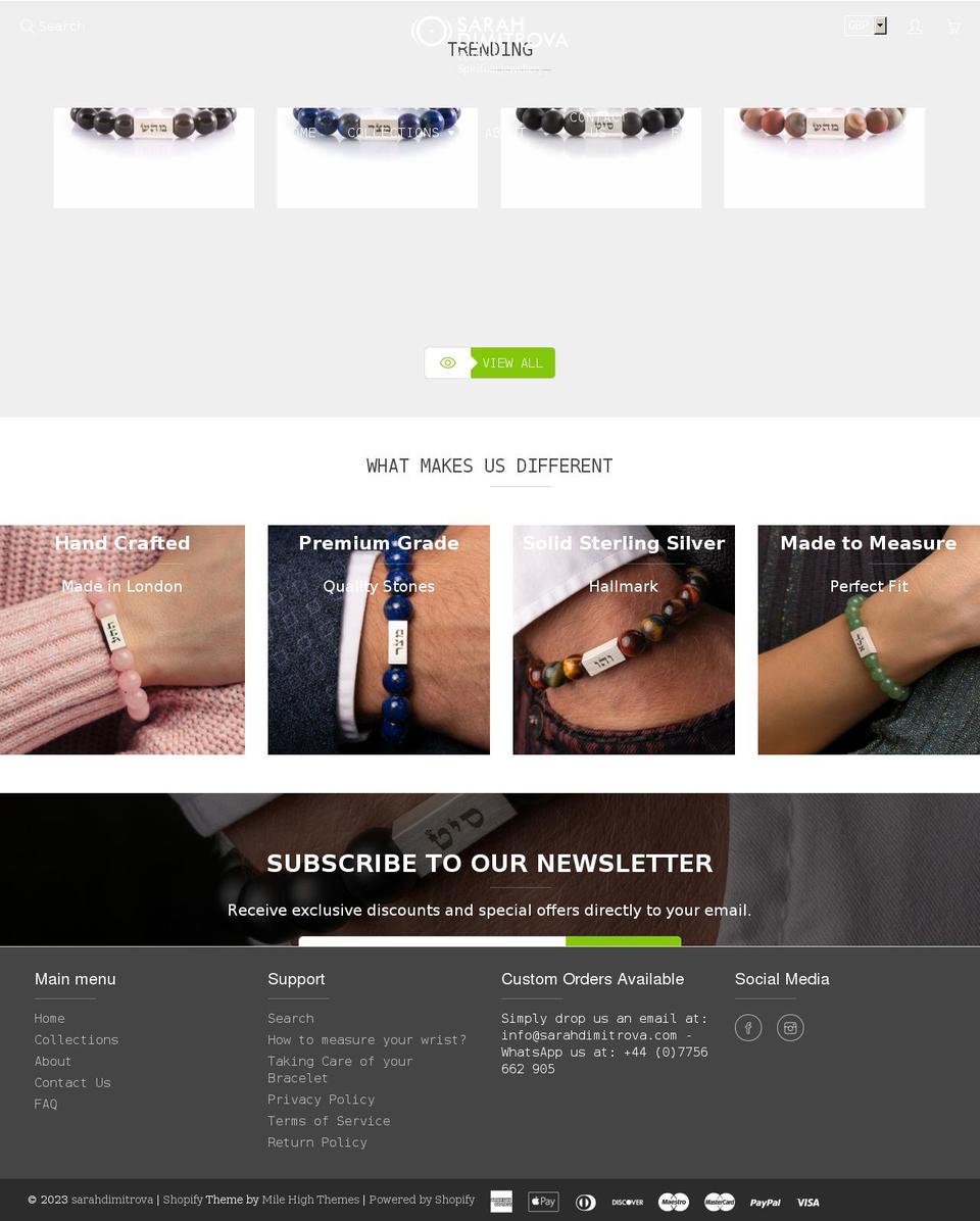 sarahdimitrova.com shopify website screenshot