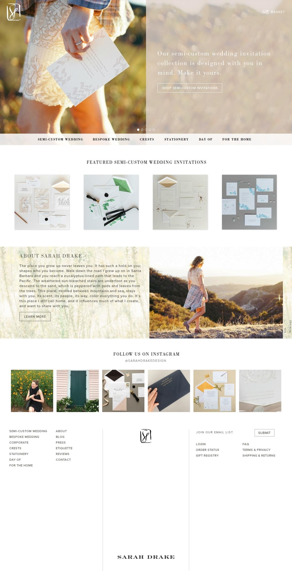 sarahdrakedesign.com shopify website screenshot