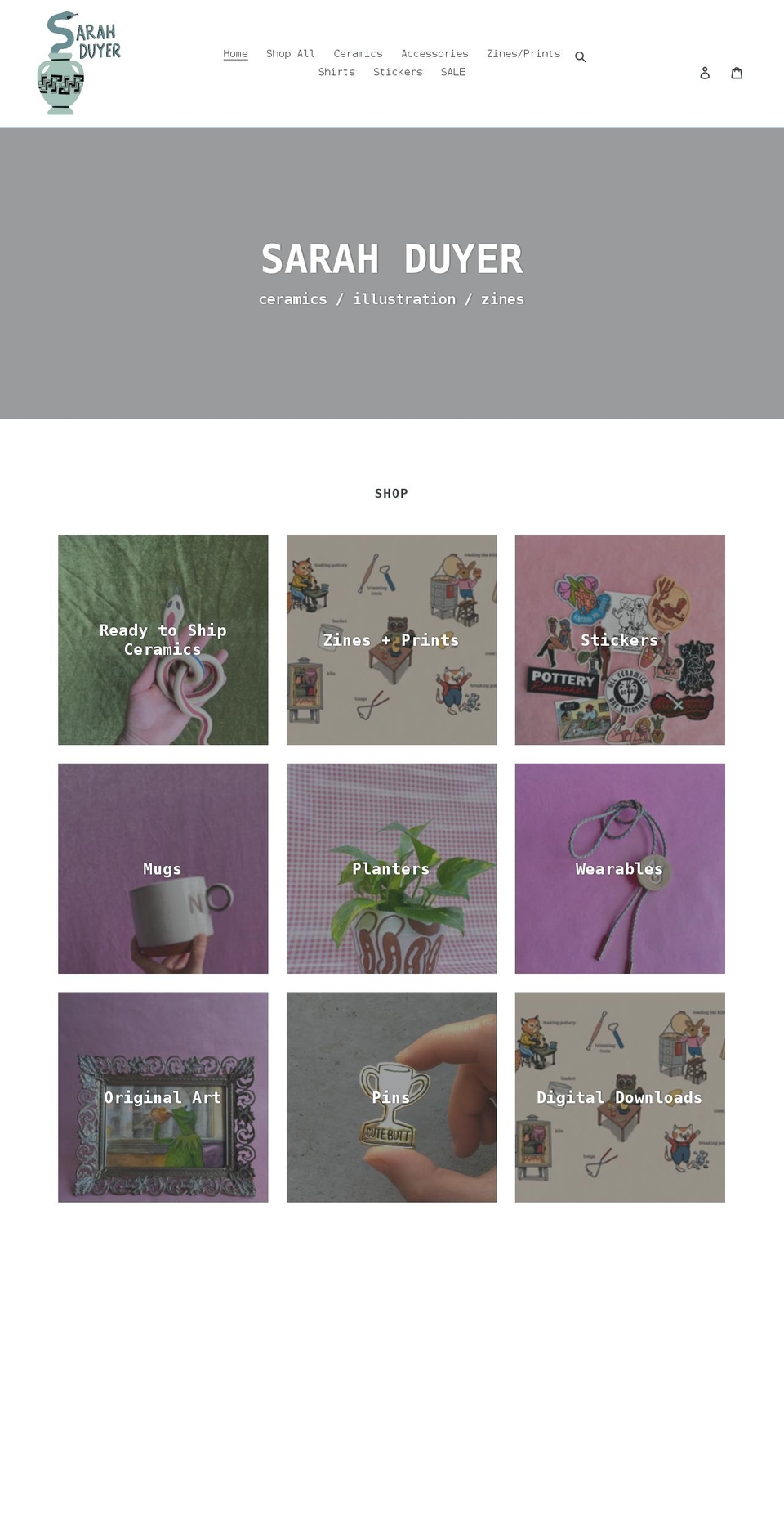 sarahduyer.com shopify website screenshot