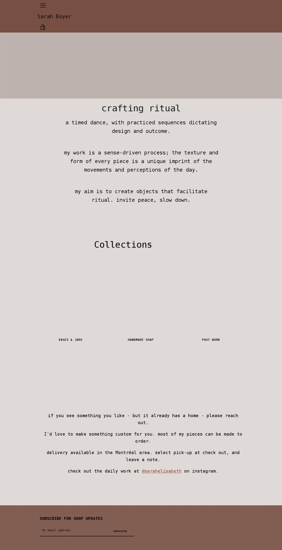 sarahelisabeth.ca shopify website screenshot
