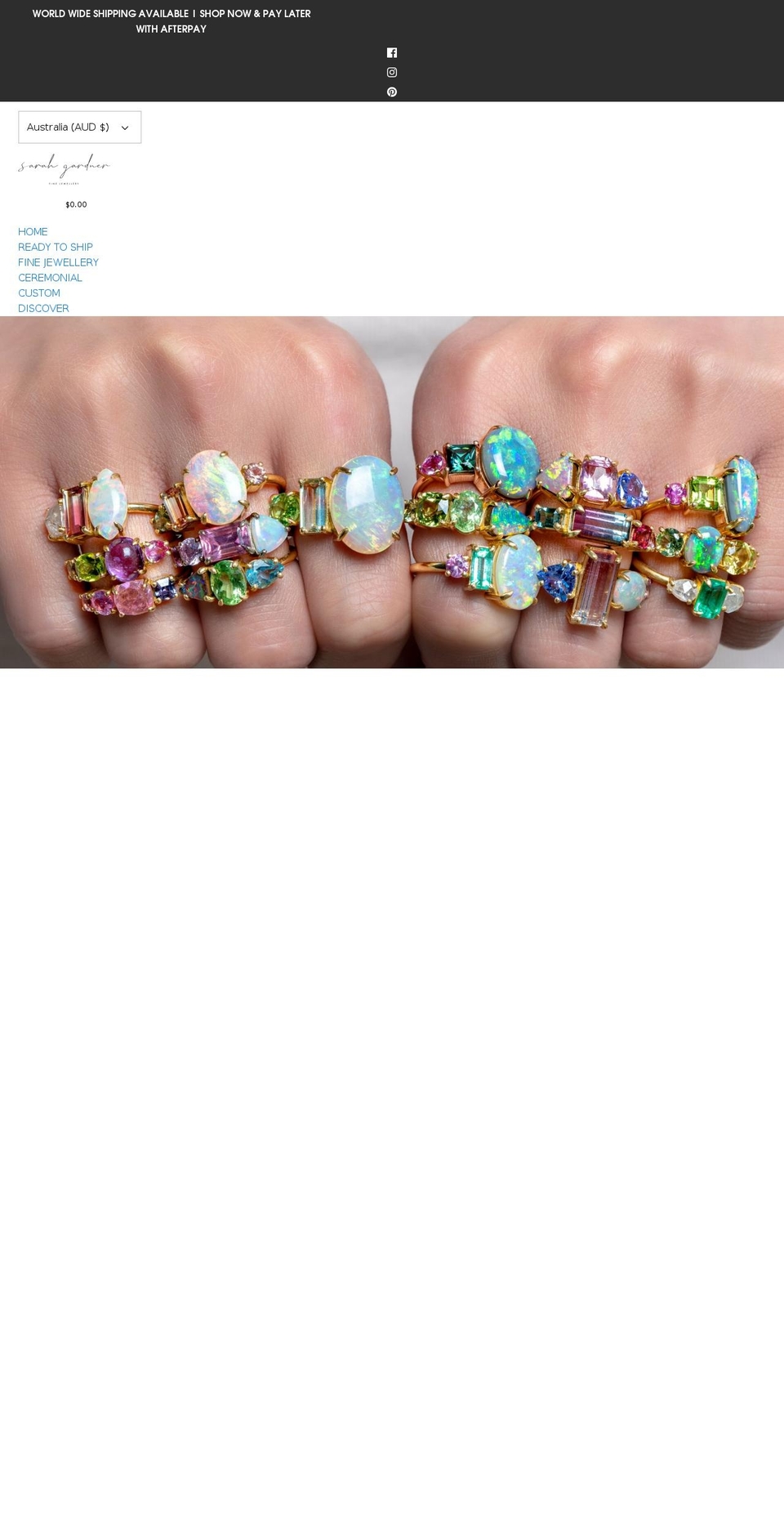 sarahgardnerjewellery.com shopify website screenshot