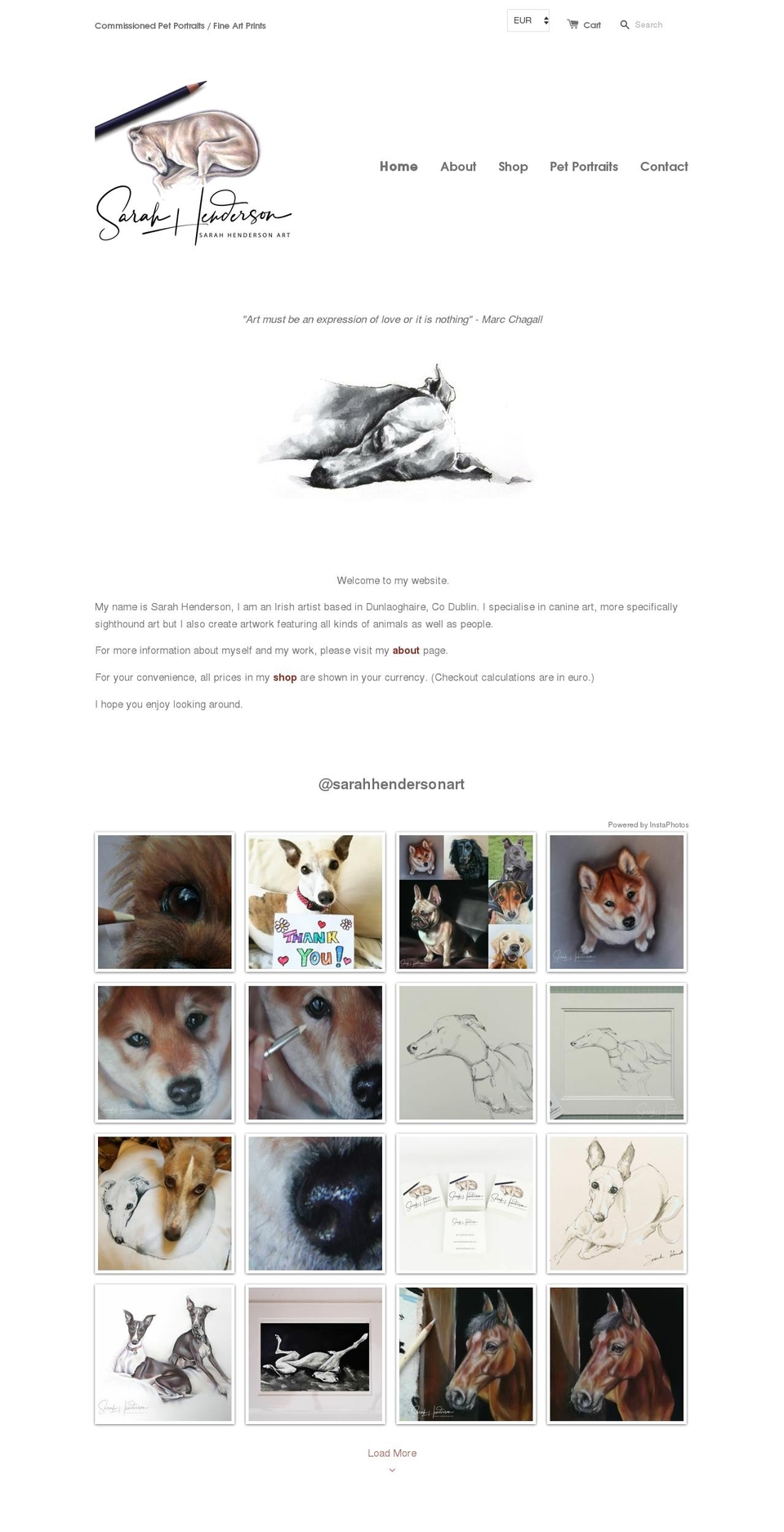 sarahhendersonart.com shopify website screenshot