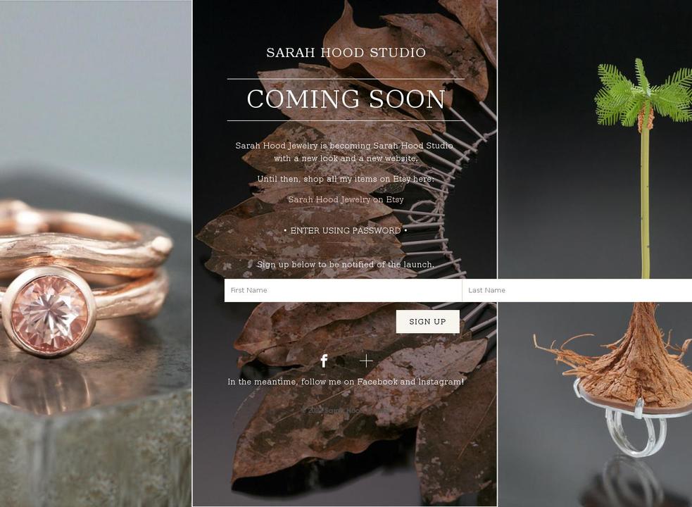 sarahhoodstudio.com shopify website screenshot