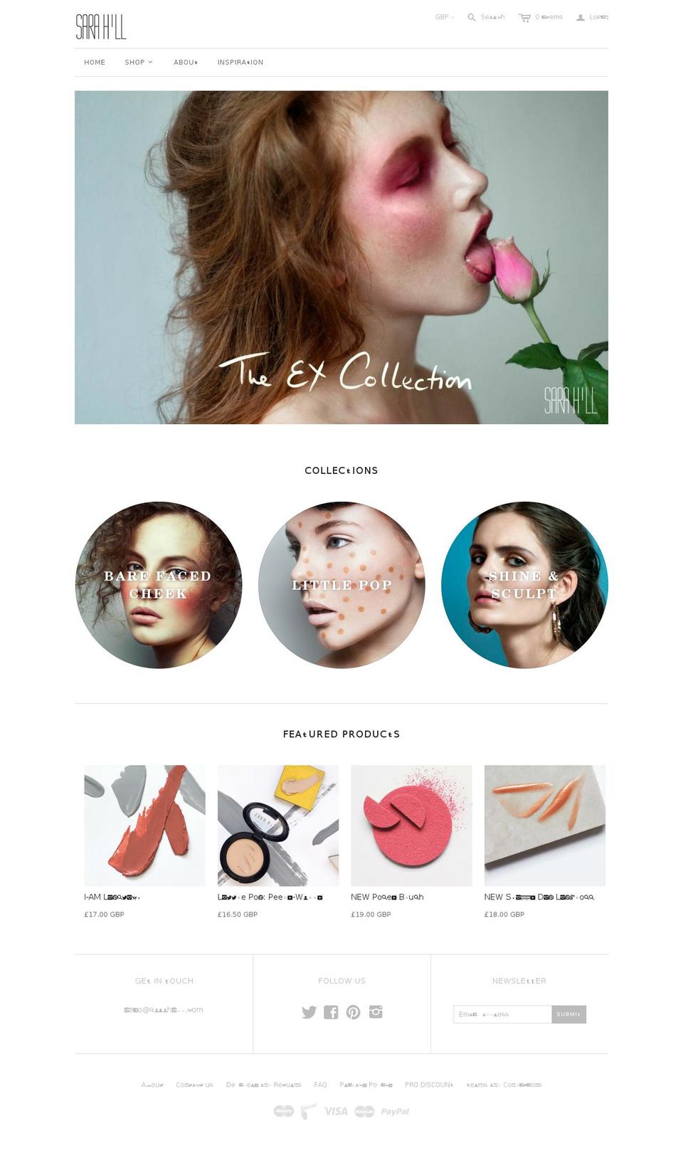 sarahillcosmetics.net shopify website screenshot