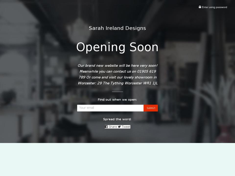 sarahireland.com shopify website screenshot