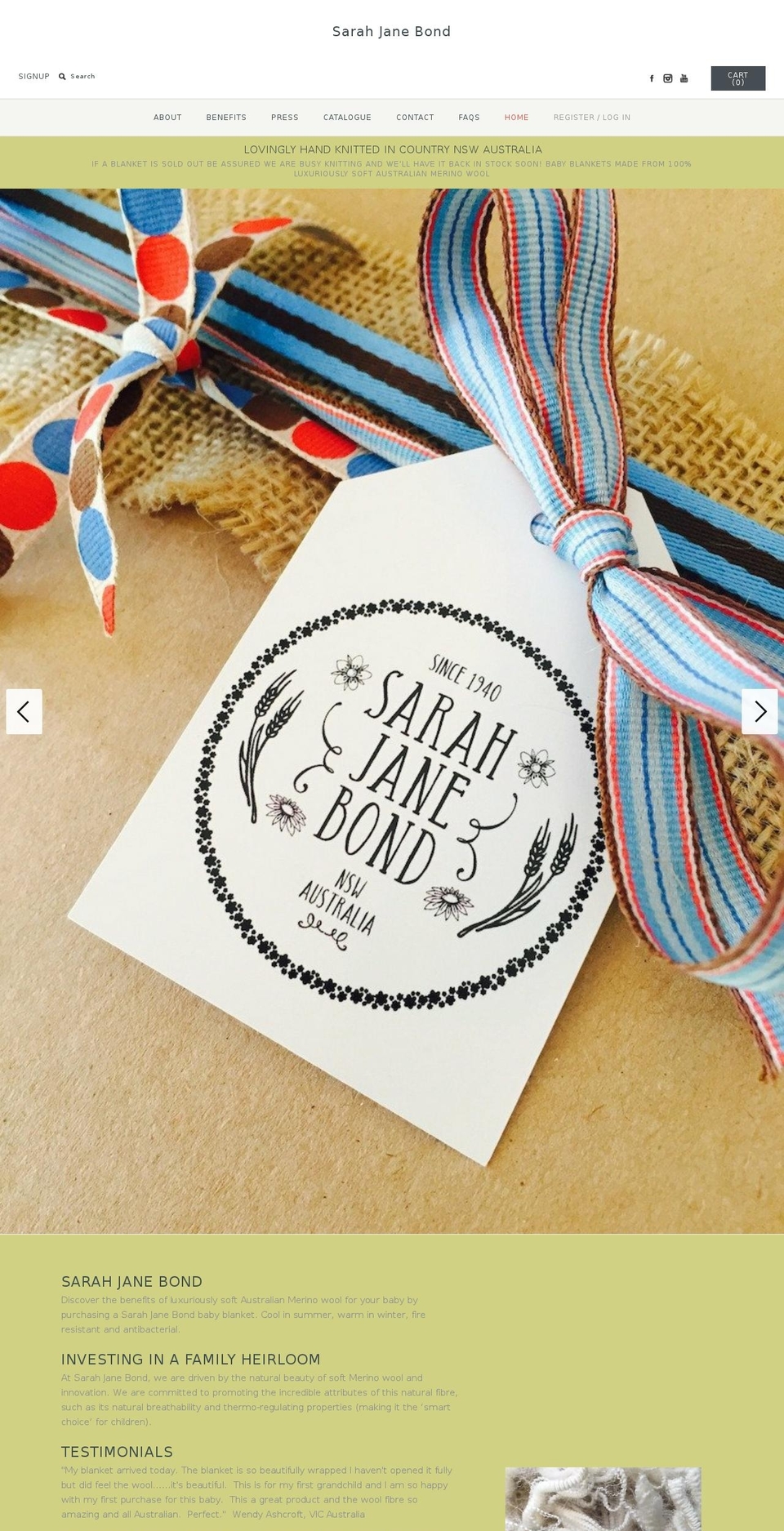 sarahjanebond.com — Shopify storefront screenshot