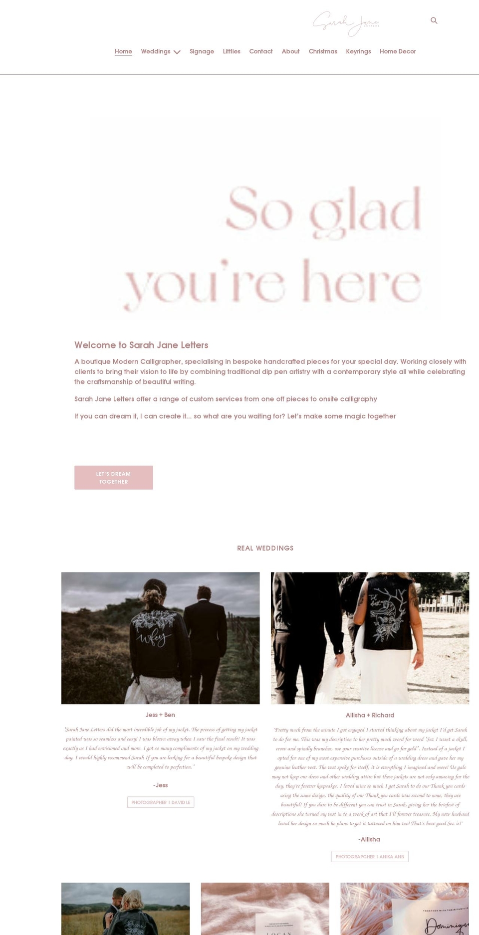 sarahjaneletters.com shopify website screenshot