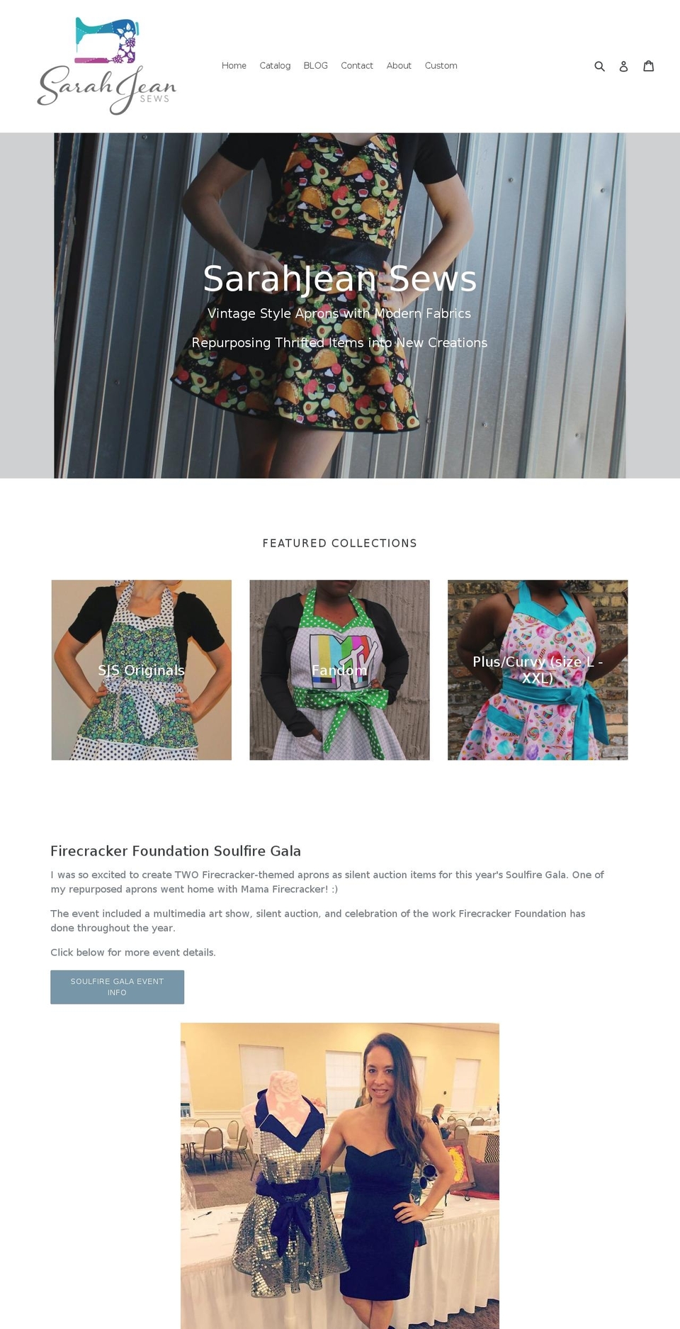 sarahjeansews.com shopify website screenshot