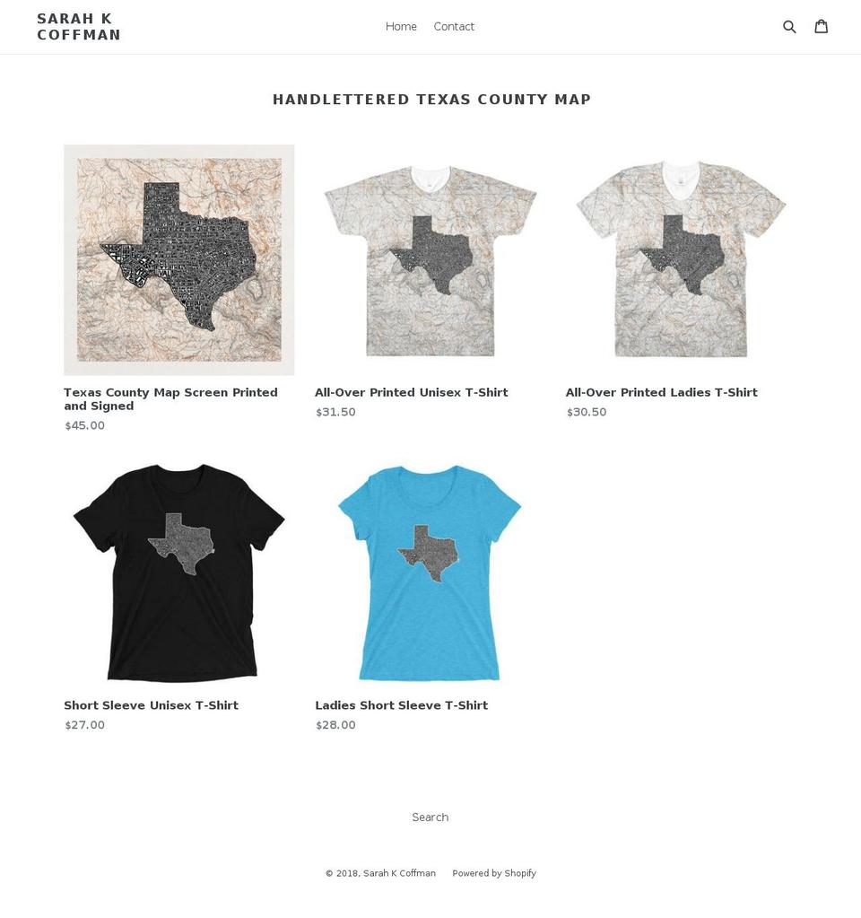 sarahkcoffman.com — Shopify storefront screenshot