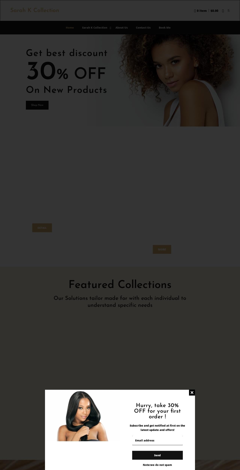 sarahkcollection.com shopify website screenshot
