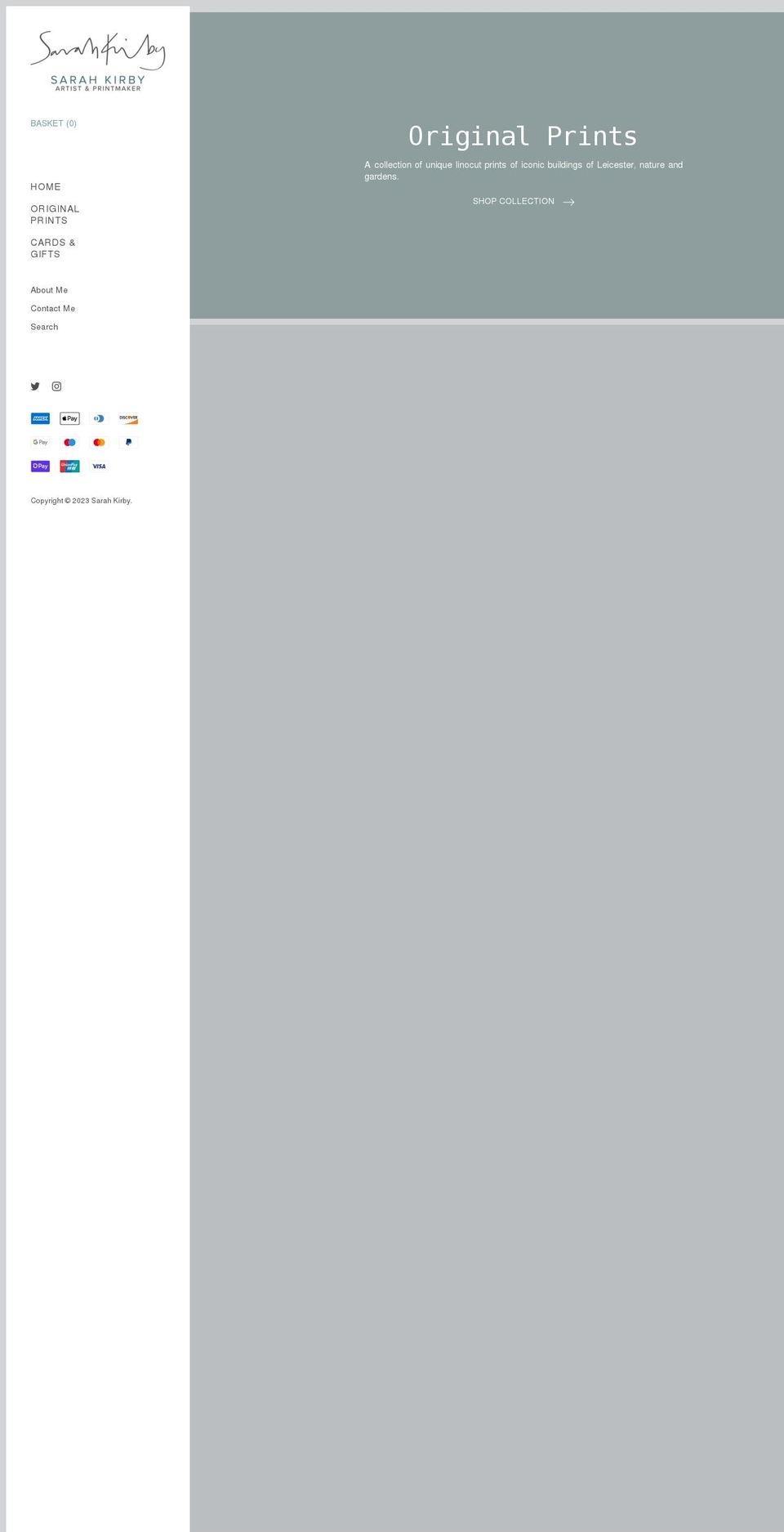 sarahkirby.co.uk shopify website screenshot