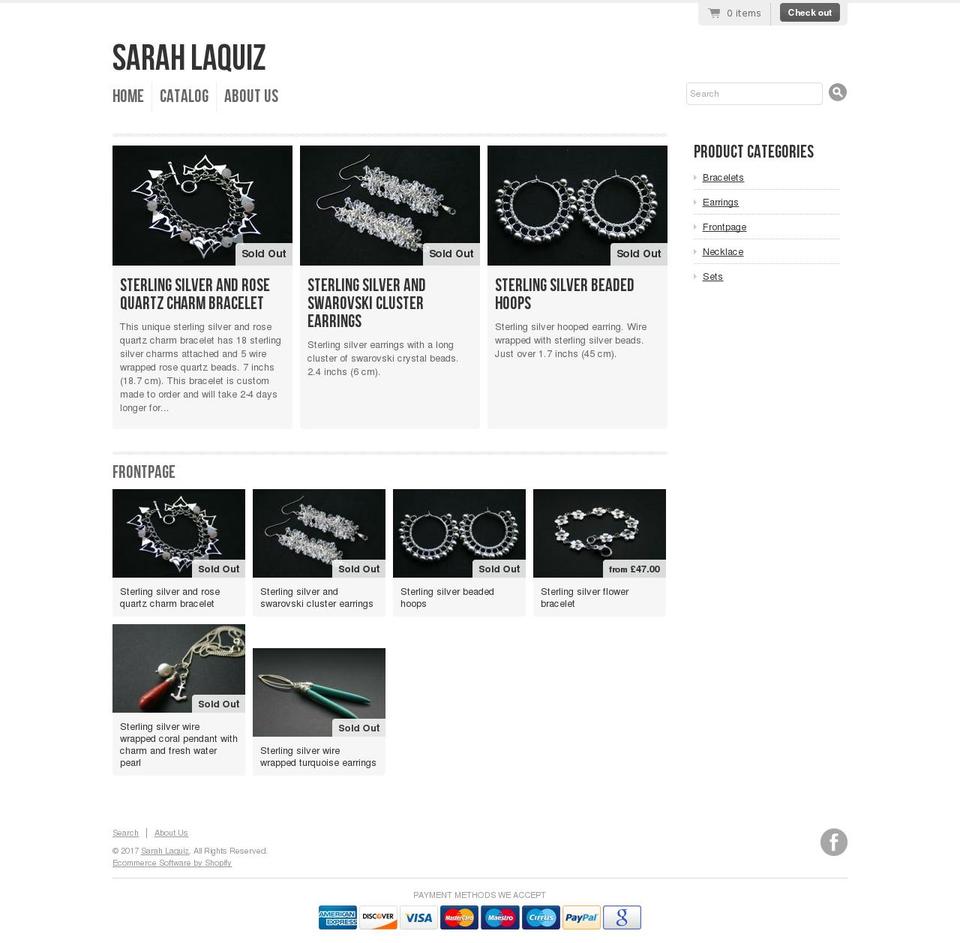 sarahlaquiz.com shopify website screenshot