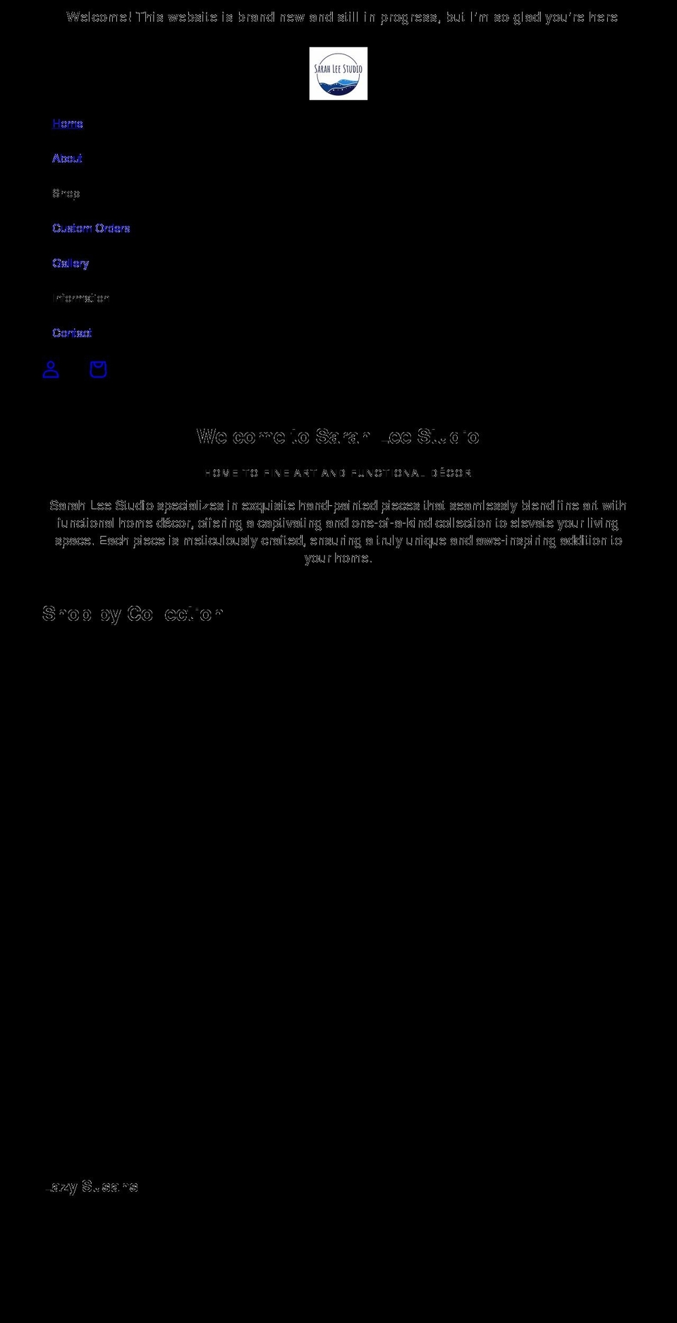 sarahleestudio.com shopify website screenshot