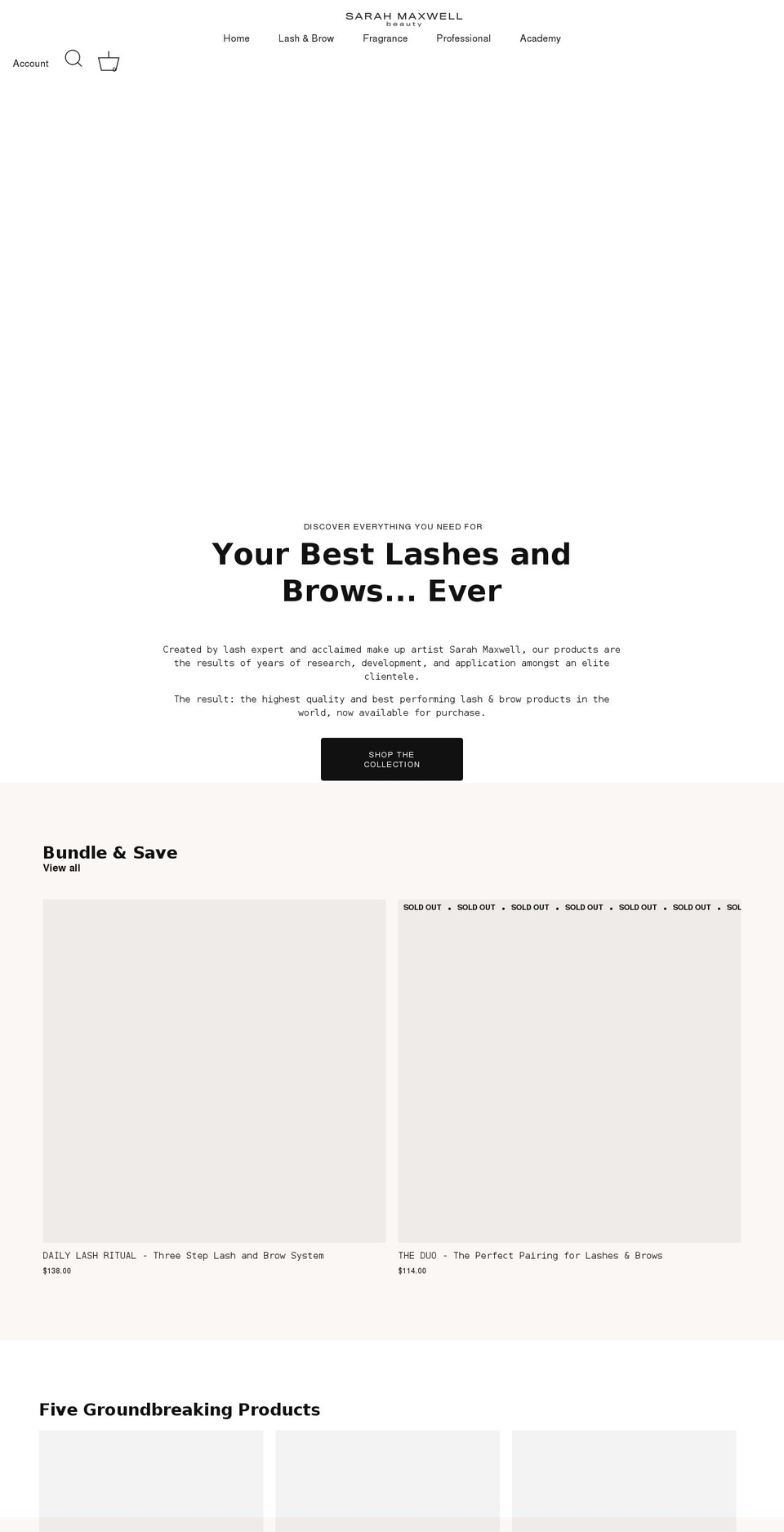 sarahmaxwellbeauty.com shopify website screenshot