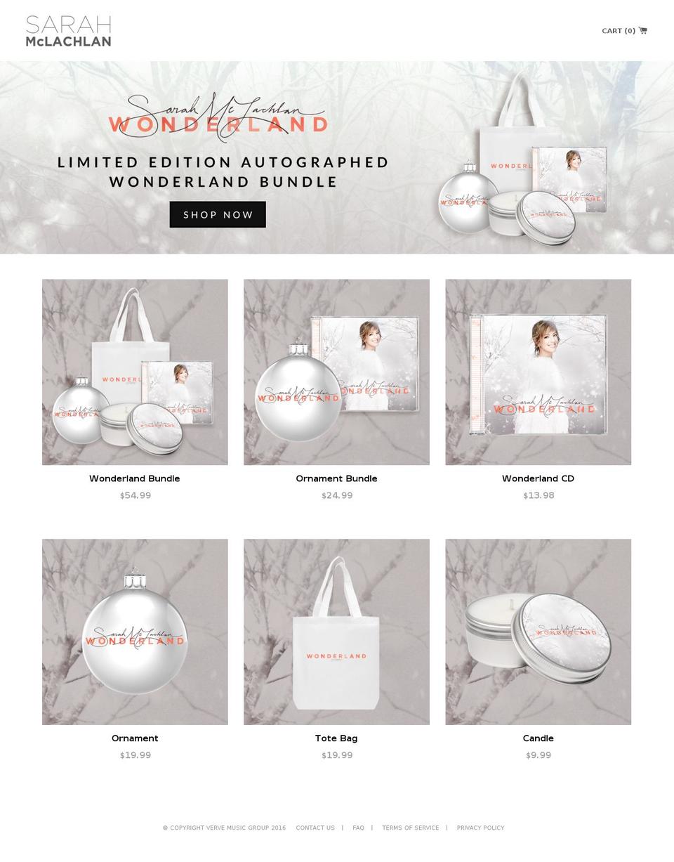 sarahmclachlanshop.com shopify website screenshot