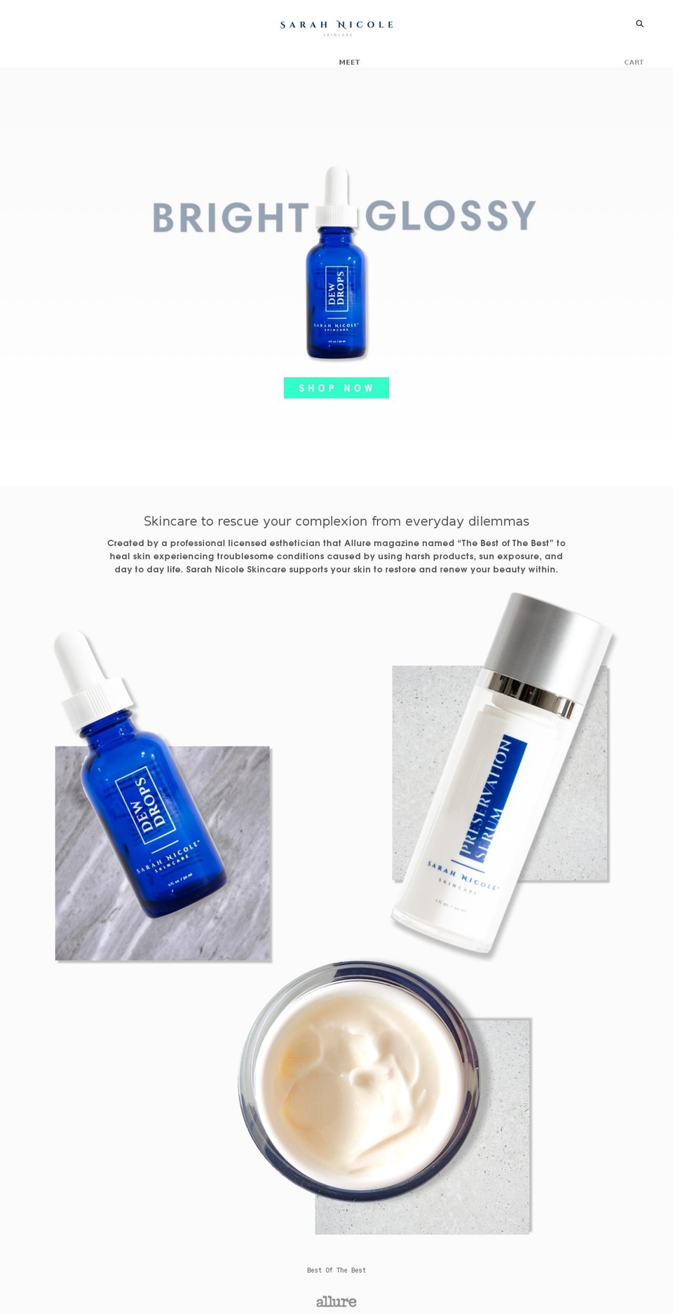 sarahnicoleskincare.com — Shopify storefront screenshot