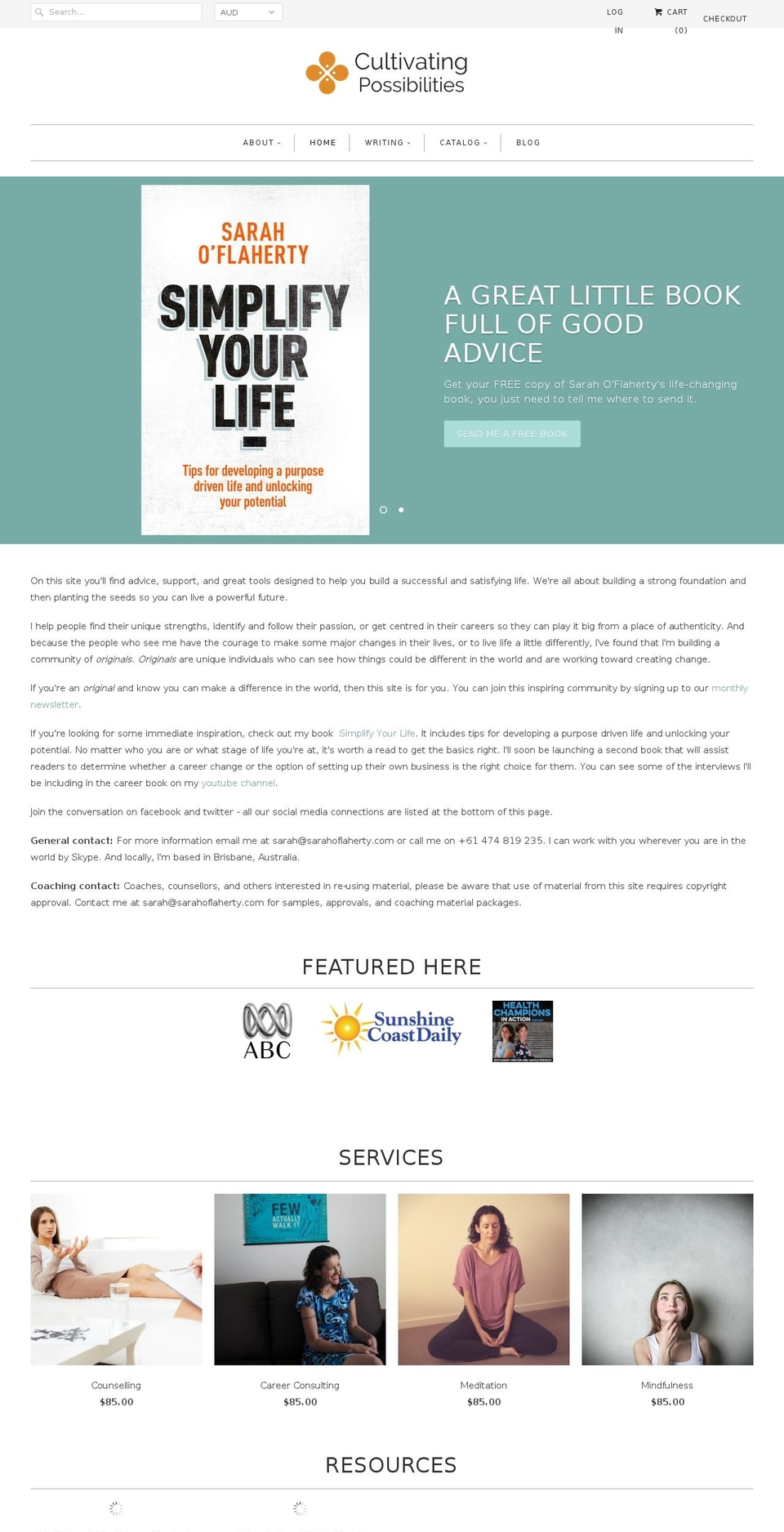 sarahoflaherty.com shopify website screenshot