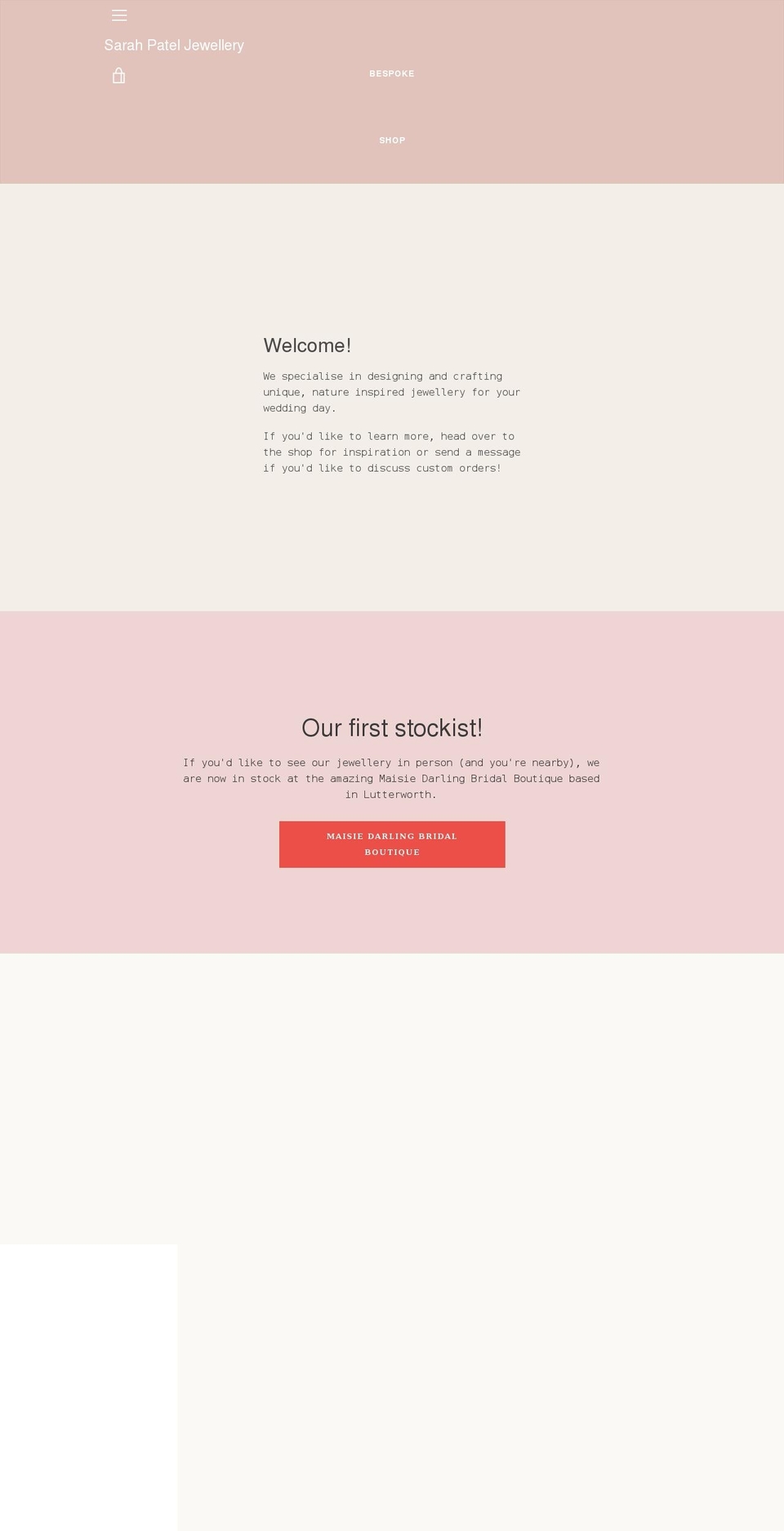 sarahpateljewellery.com shopify website screenshot