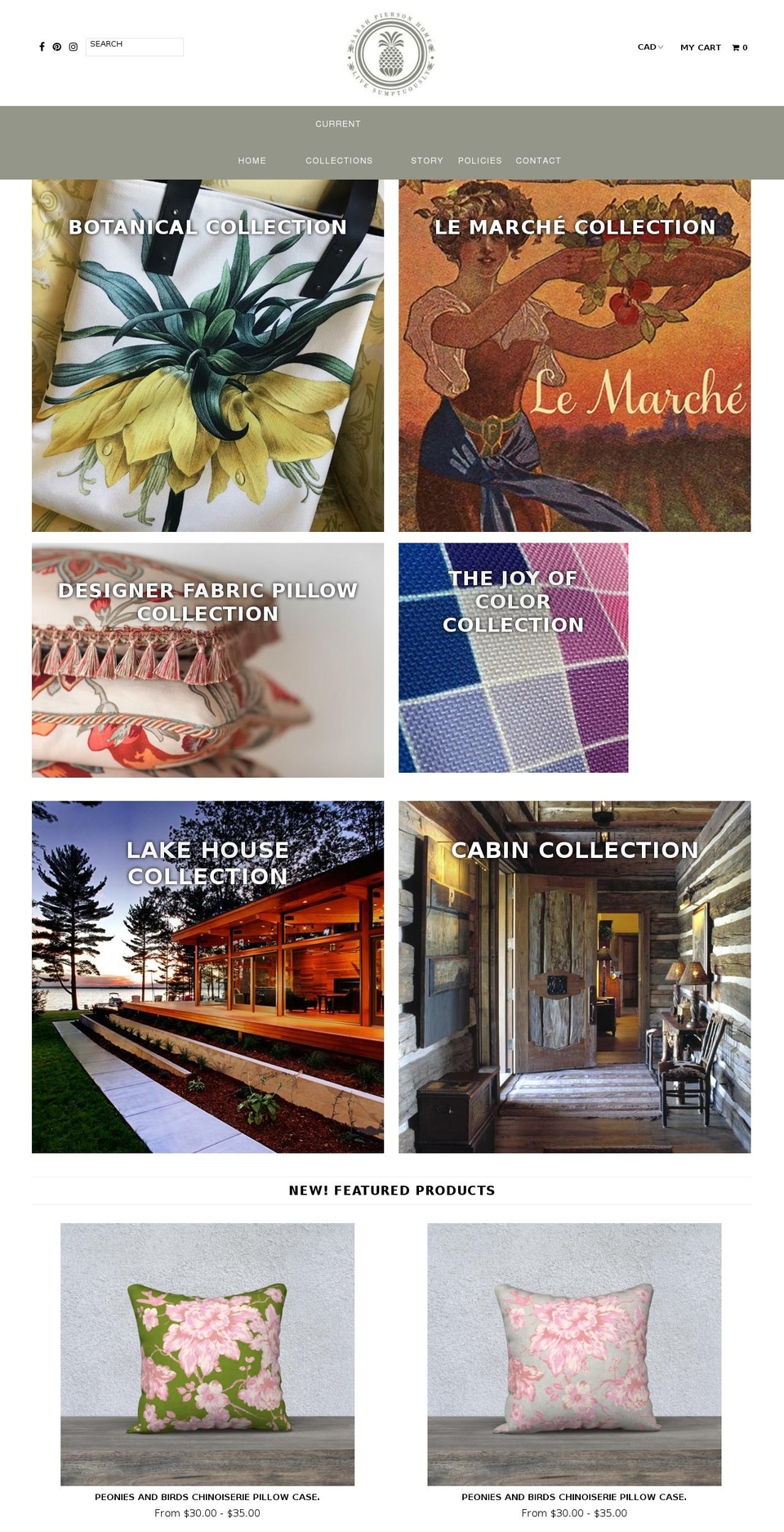 sarahpiersonhome.com shopify website screenshot