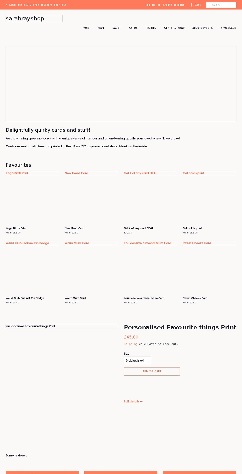 sarahrayshop.co.uk shopify website screenshot