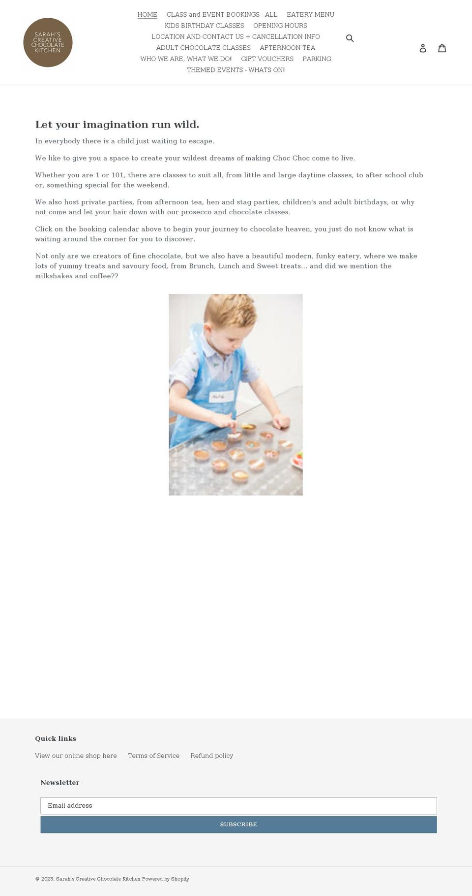 sarahschocolatekitchen.com shopify website screenshot