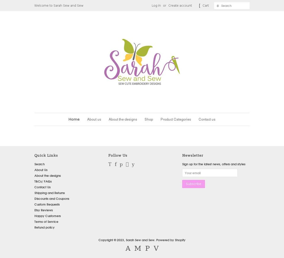 sarahsewandsew.com — Shopify storefront screenshot