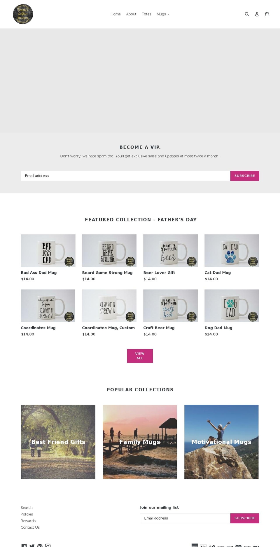 sarahsgoldendesigns.com — Shopify storefront screenshot