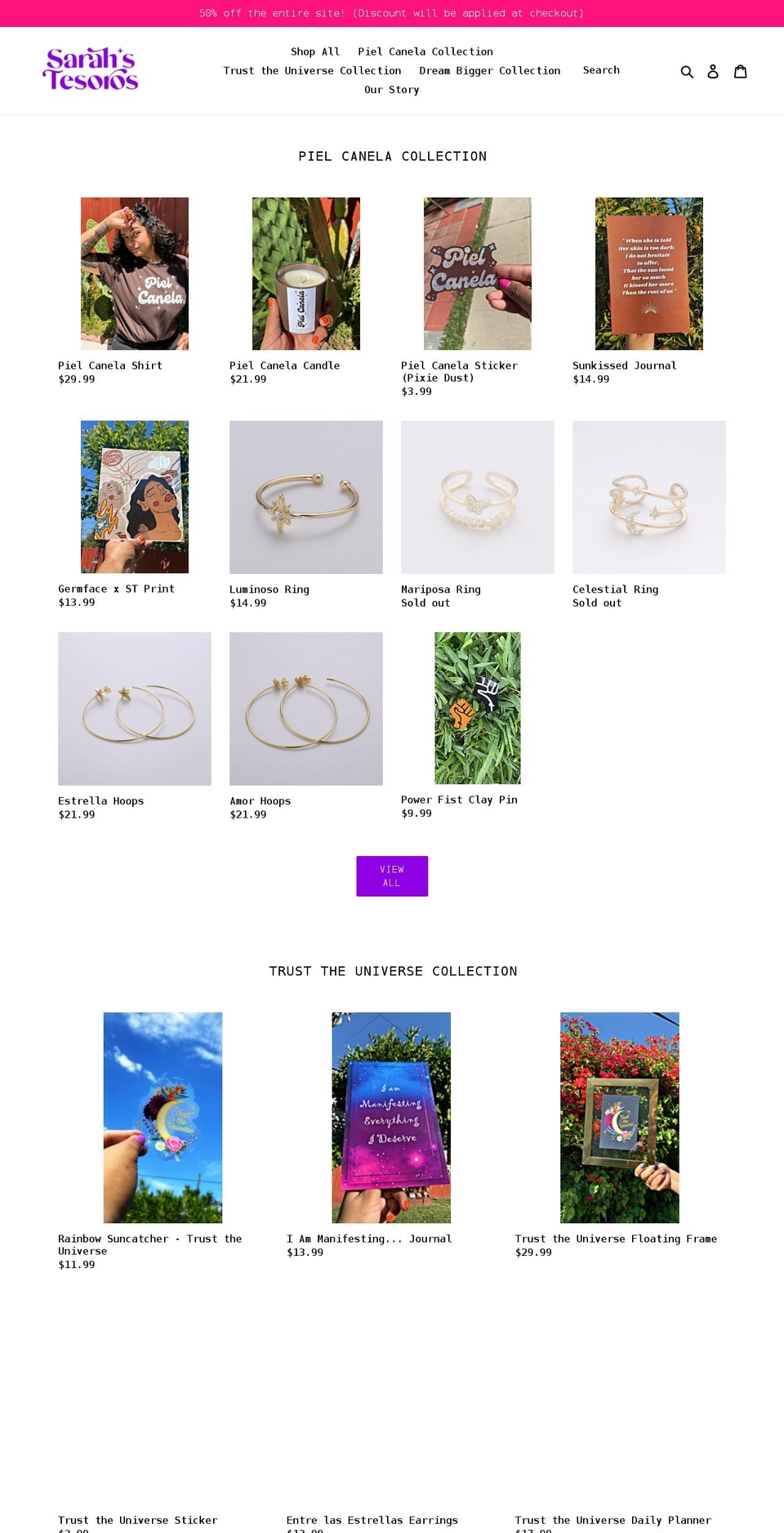 sarahstesoros.com shopify website screenshot